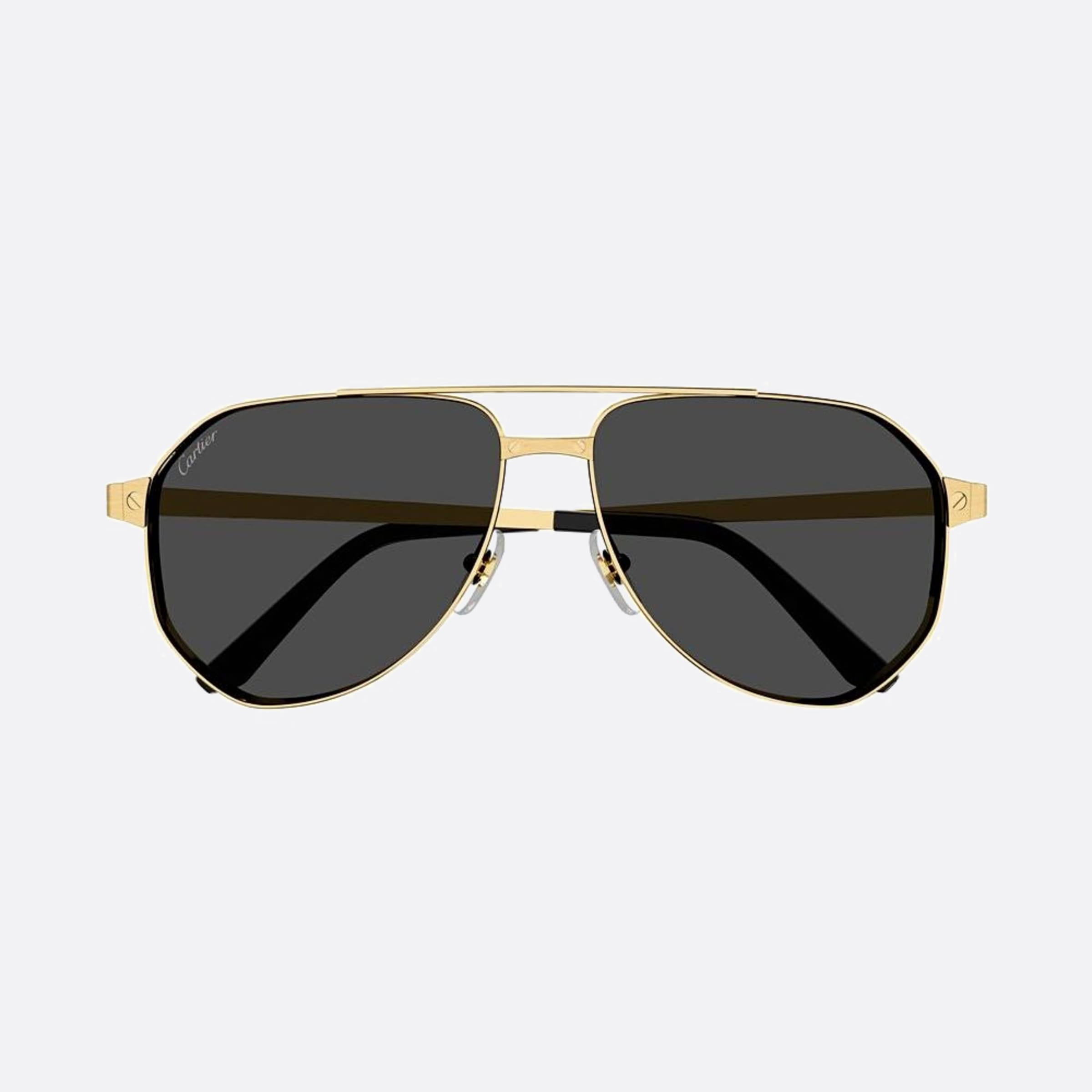 Cartier 60mm Black Pilot Polarized Men Sunglasses - Detail View
