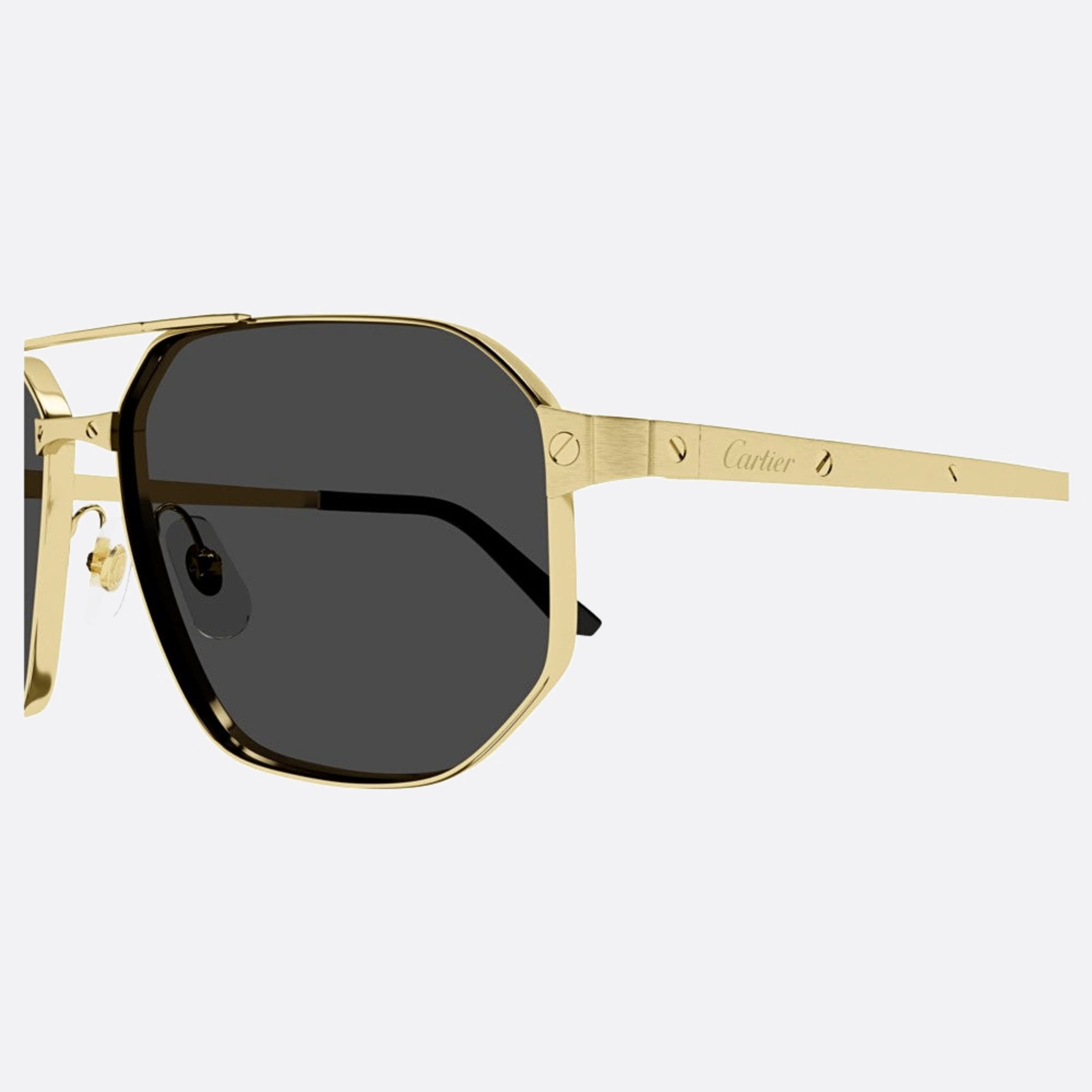 Cartier 60mm Gold Pilot Polarized Men Sunglasses - Detail View