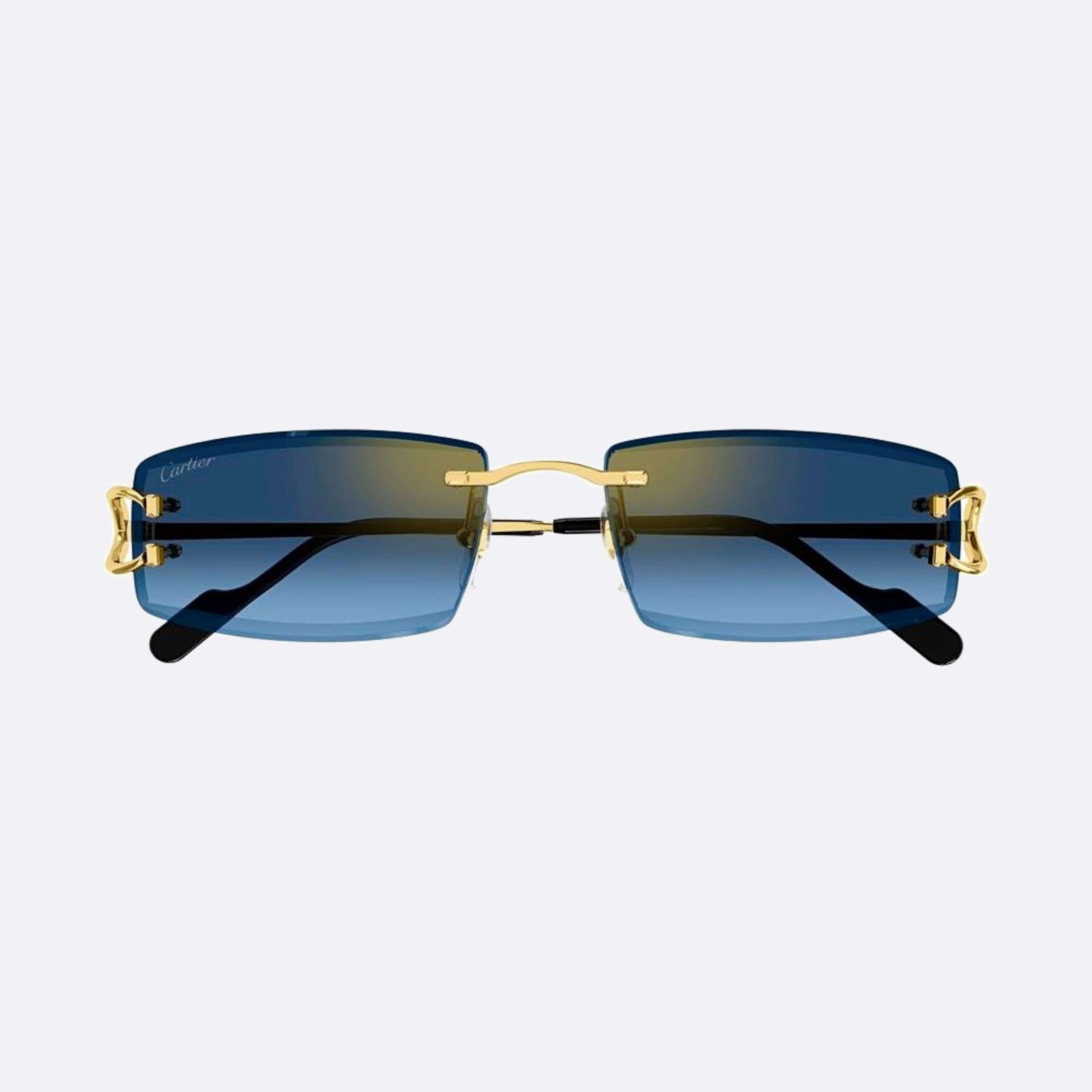 Cartier 56mm Gold Squared Men Sunglasses - Detail View