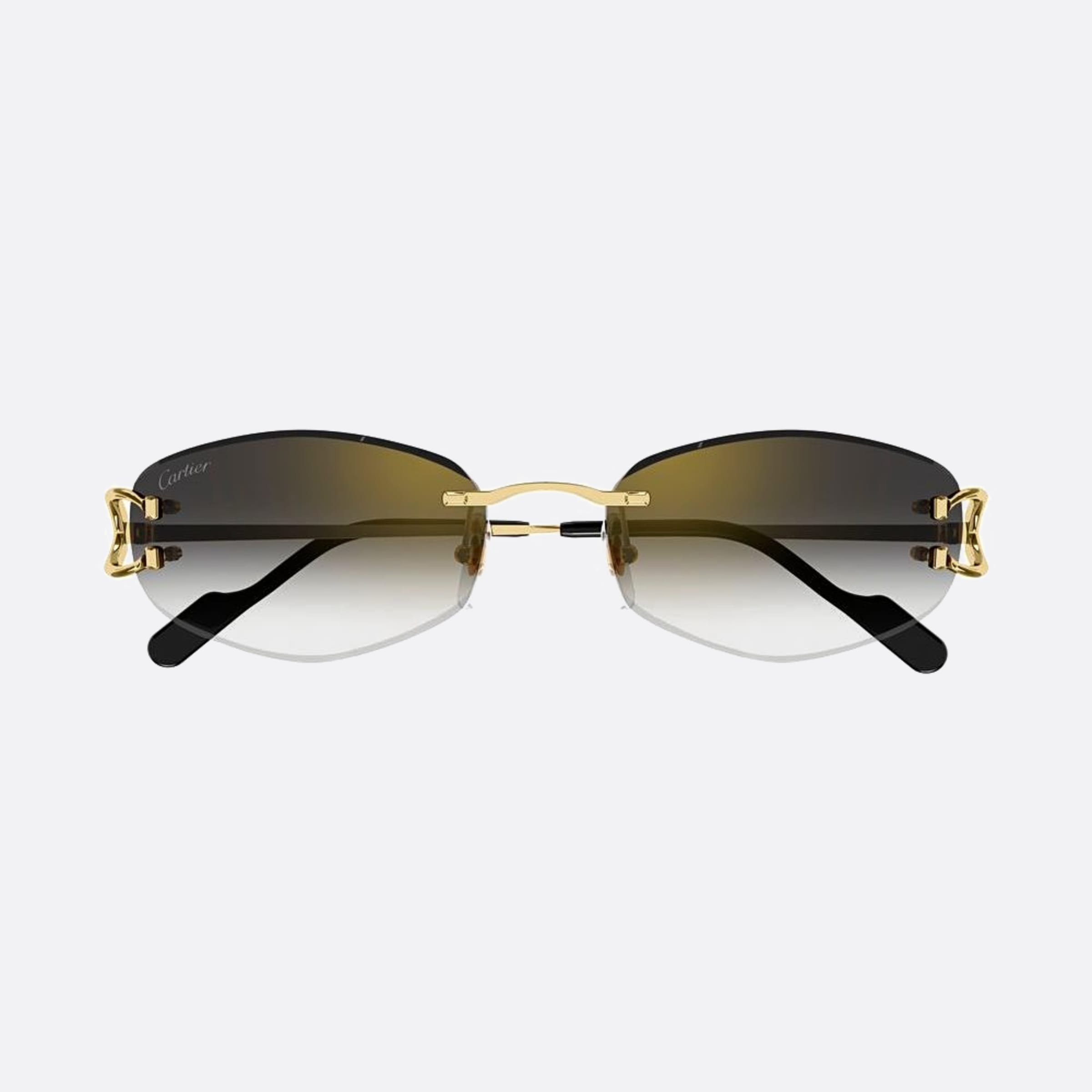 Cartier 57mm Gold Rectangle Women Sunglasses - Detail View