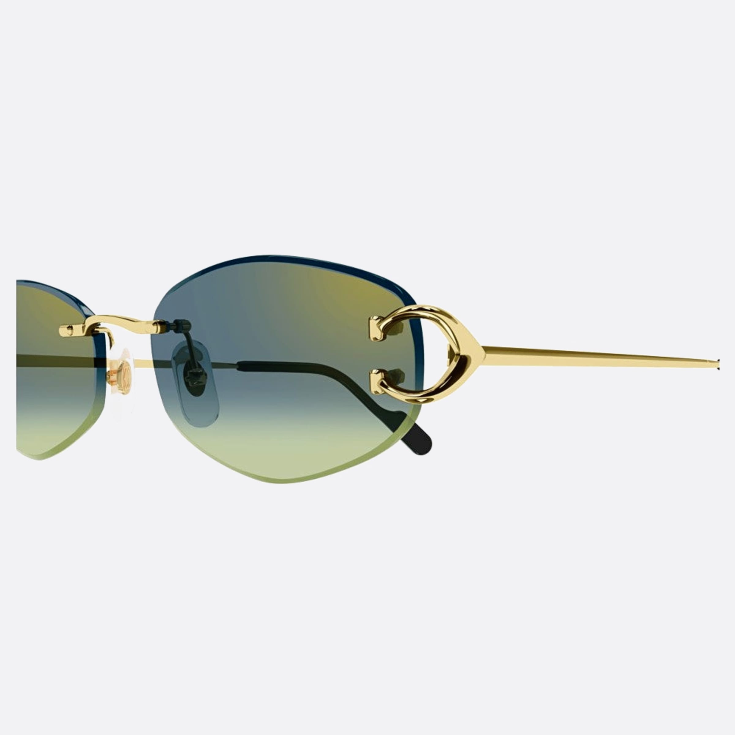 Cartier 57mm Cfv Gold Rectangle Women Sunglasses - Detail View