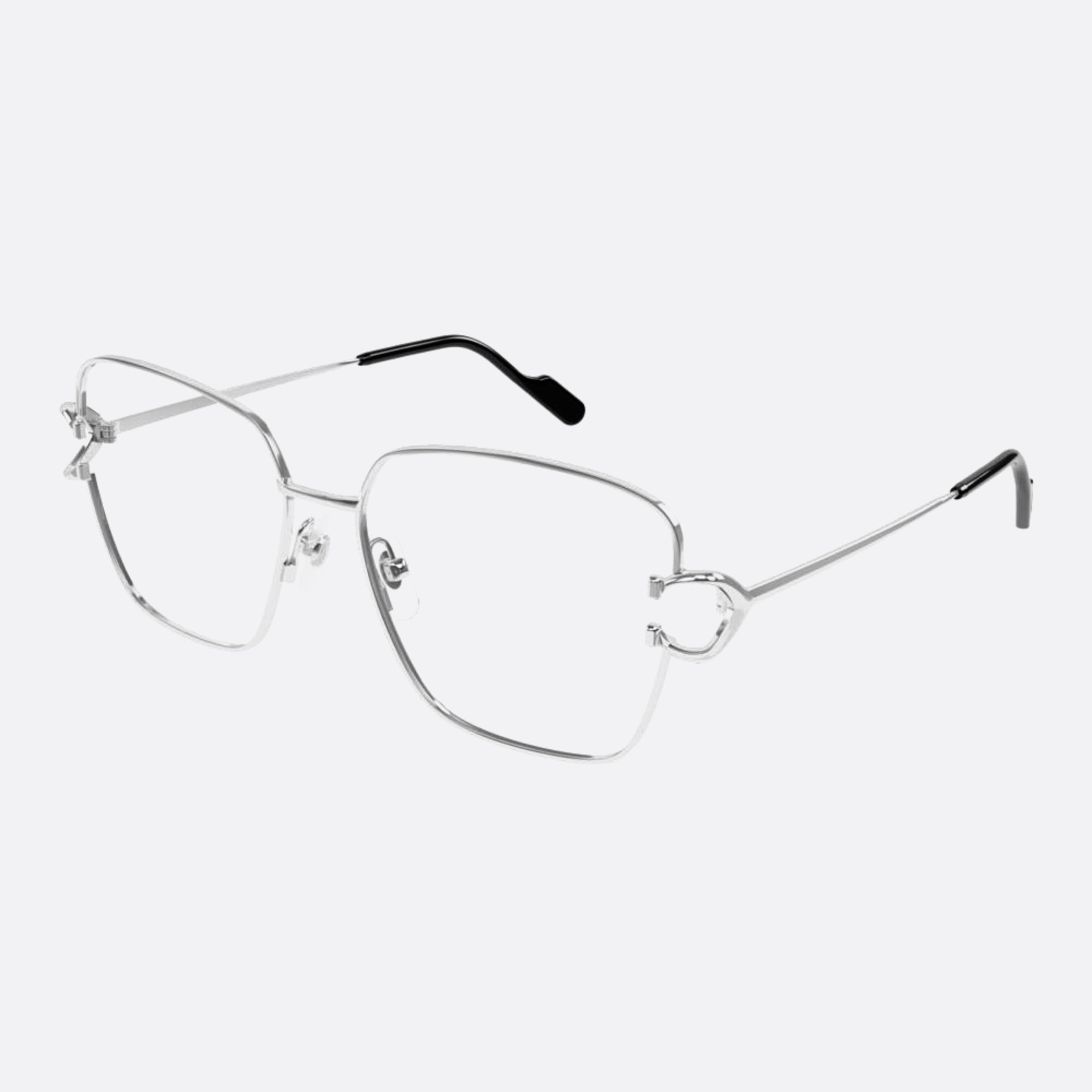 Cartier 58mm Silver Cat Eye Women Eyeglasses - Side View