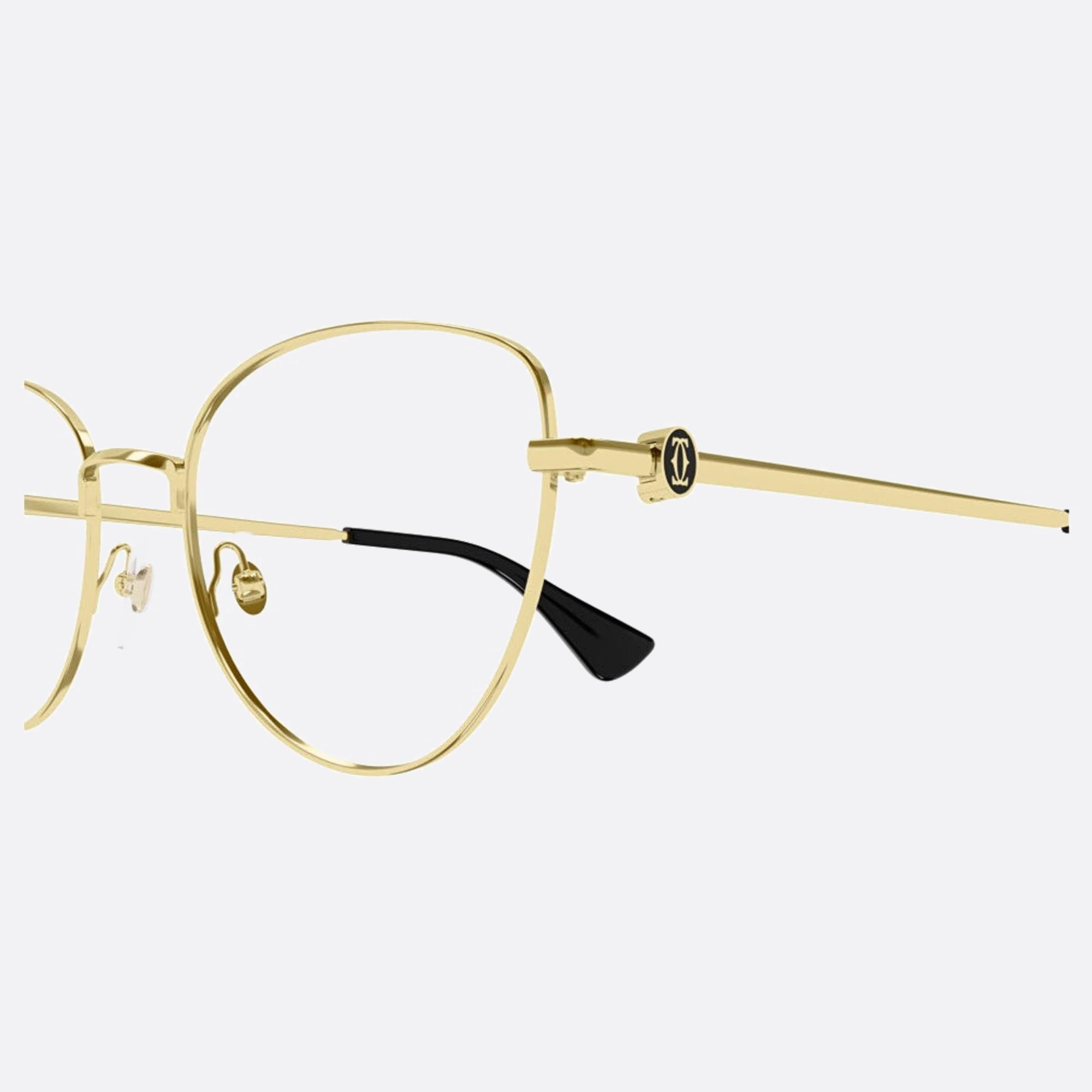 Cartier 55mm Gdbk Gold Cat Eye Women Eyeglasses - Detail View