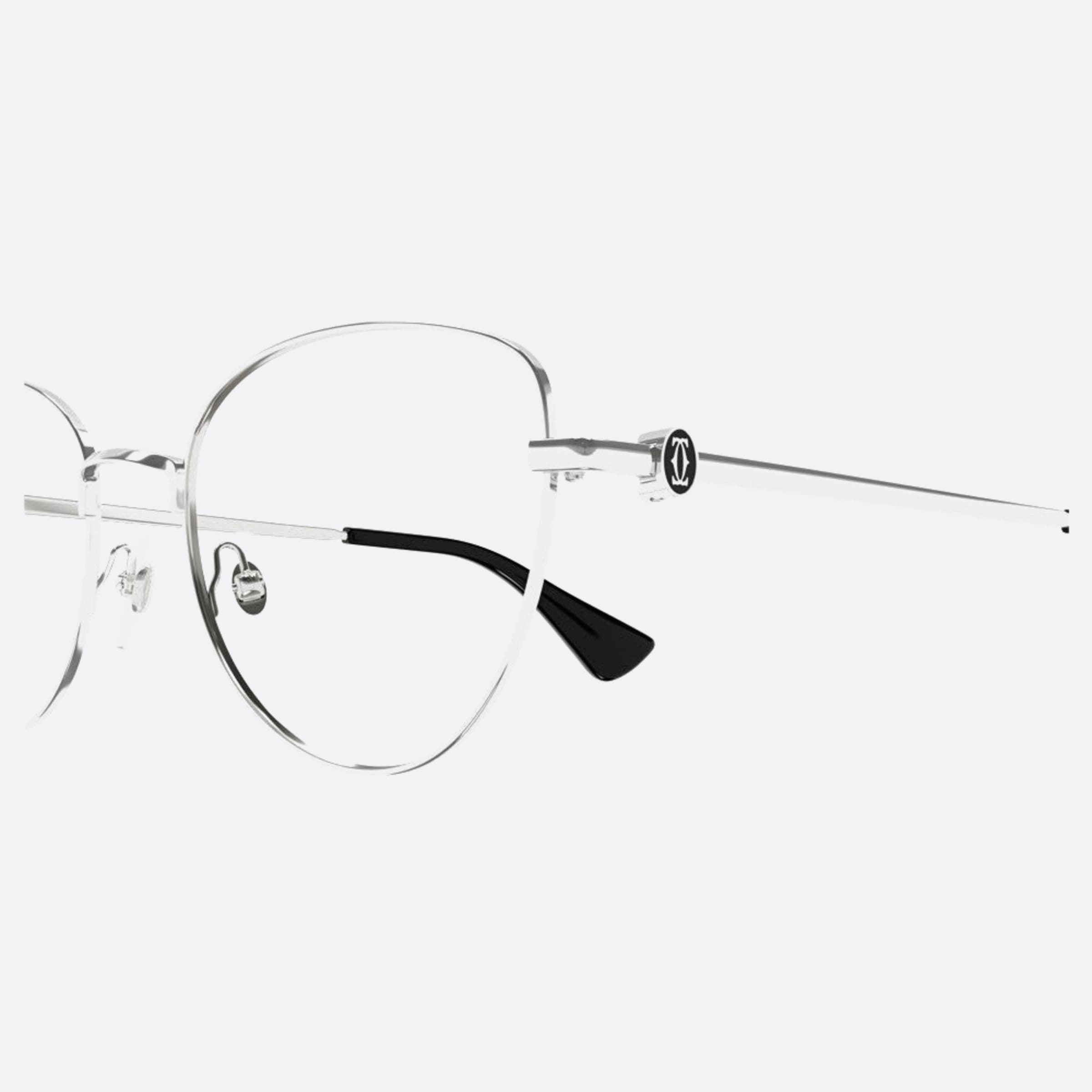 Cartier 55mm Sibk Silver Cat Eye Women Eyeglasses - Detail View