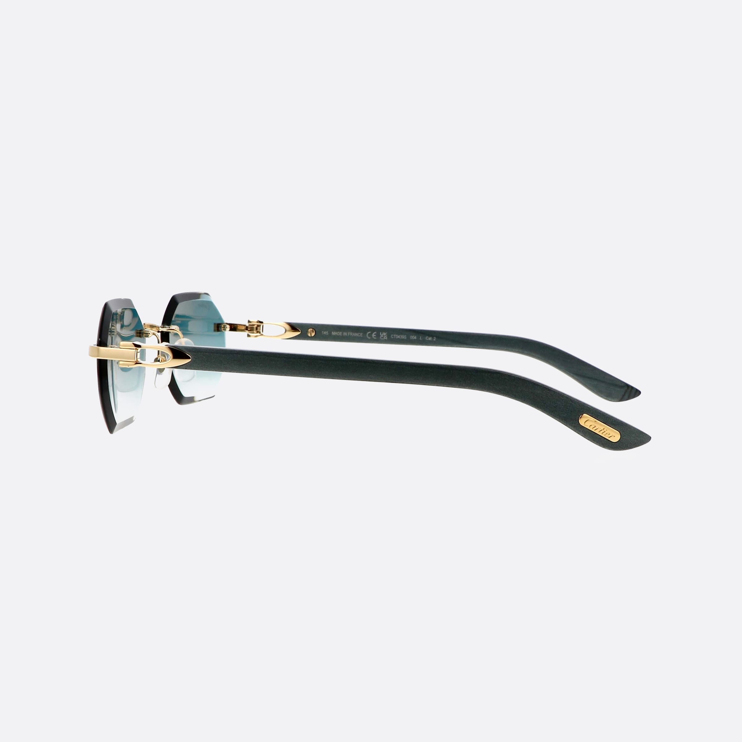 Cartier 54mm Exception Green Geometric Polarized Men Sunglasses - Detail View
