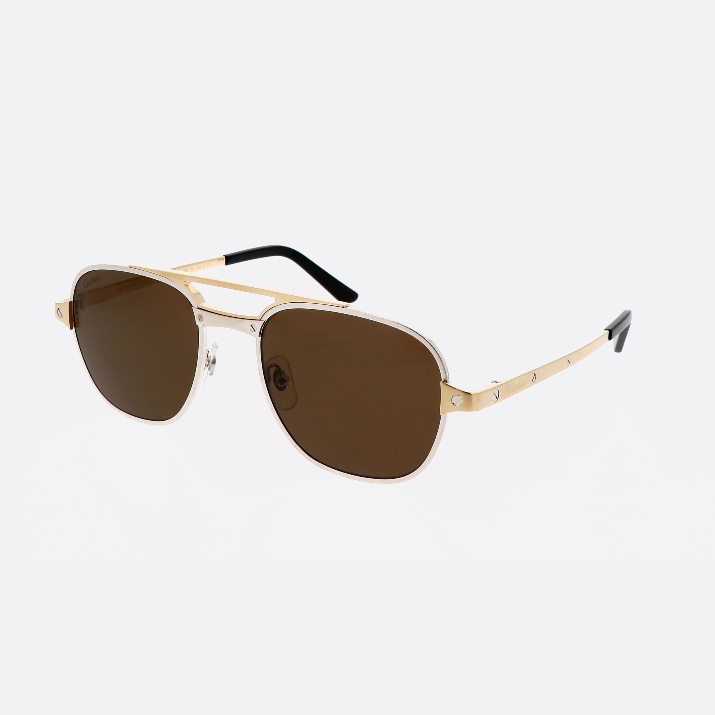 Cartier 56mm Exception Sibr Silver Geometric Polarized Men Sunglasses - Main View
