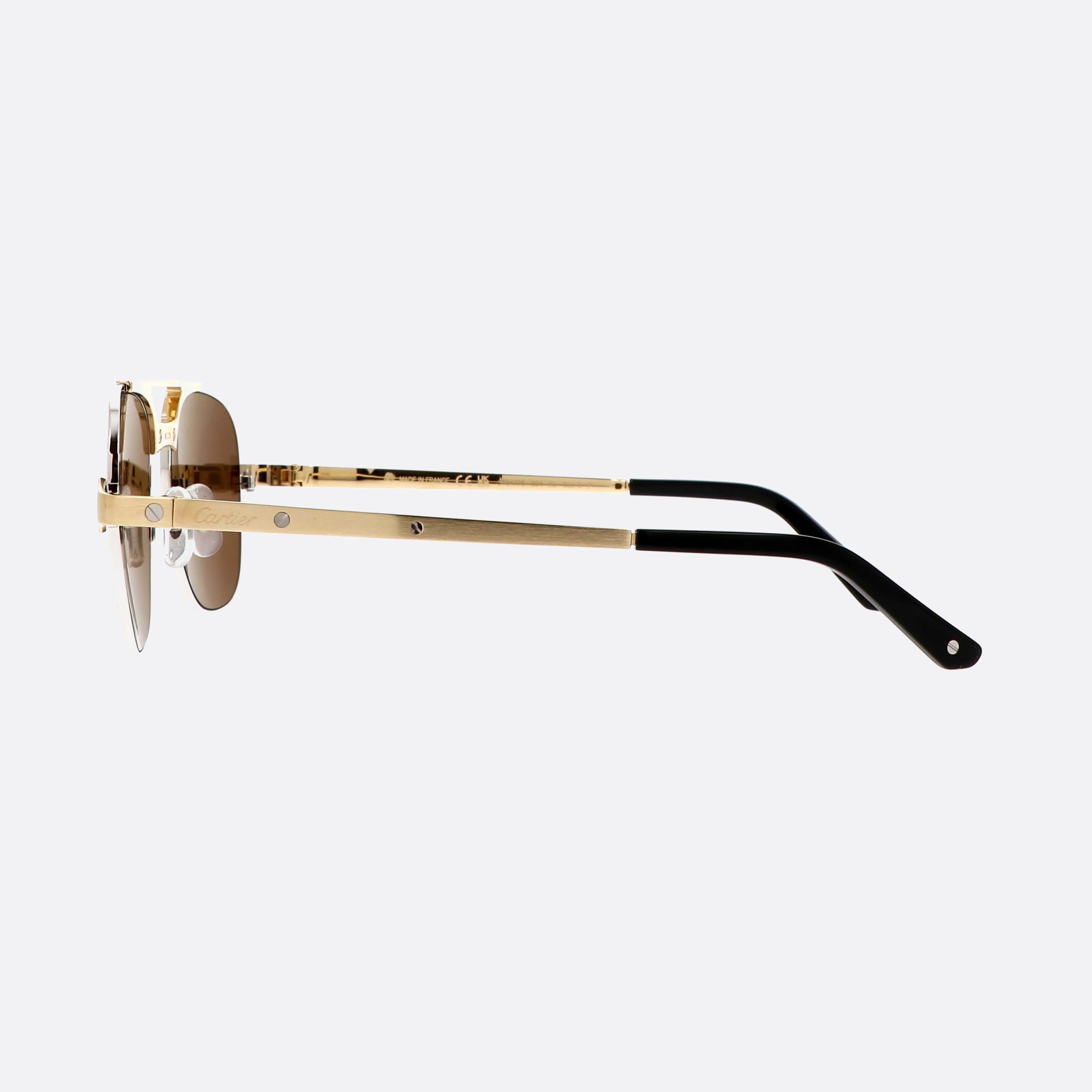 Cartier 56mm Exception Sibr Silver Geometric Polarized Men Sunglasses - Detail View