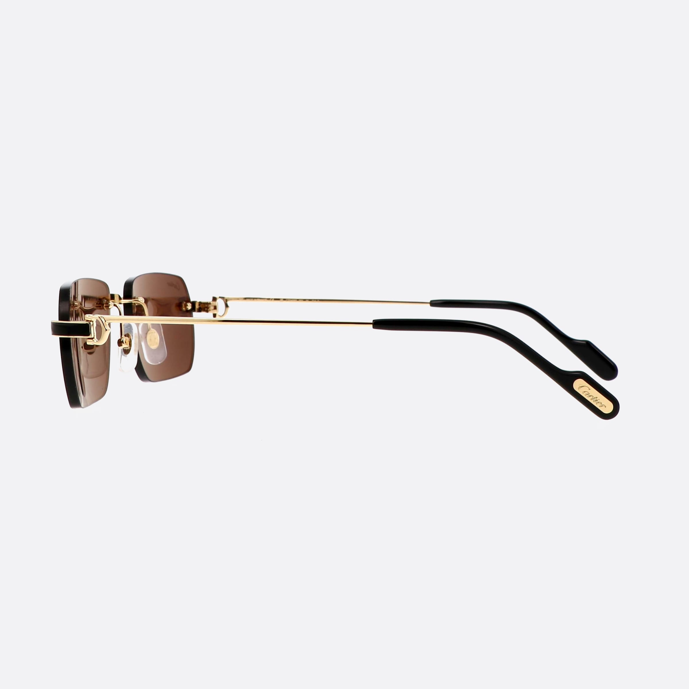 Cartier 55mm Exception Gold Rectangle Polarized Men Sunglasses - Detail View