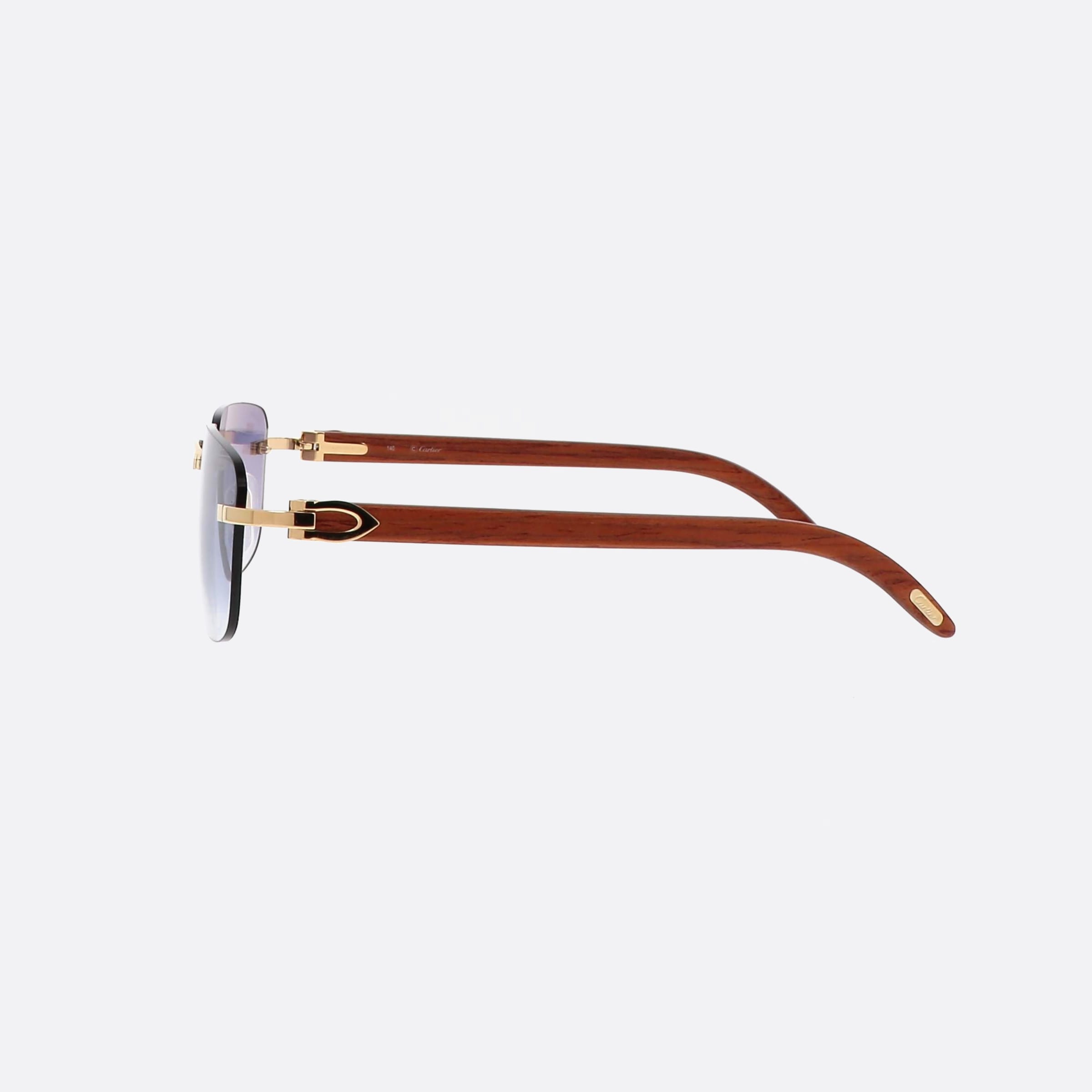 Cartier 58mm Rimless Sun Ct0040rs Brown Rectangle Men Sunglasses - Detail View