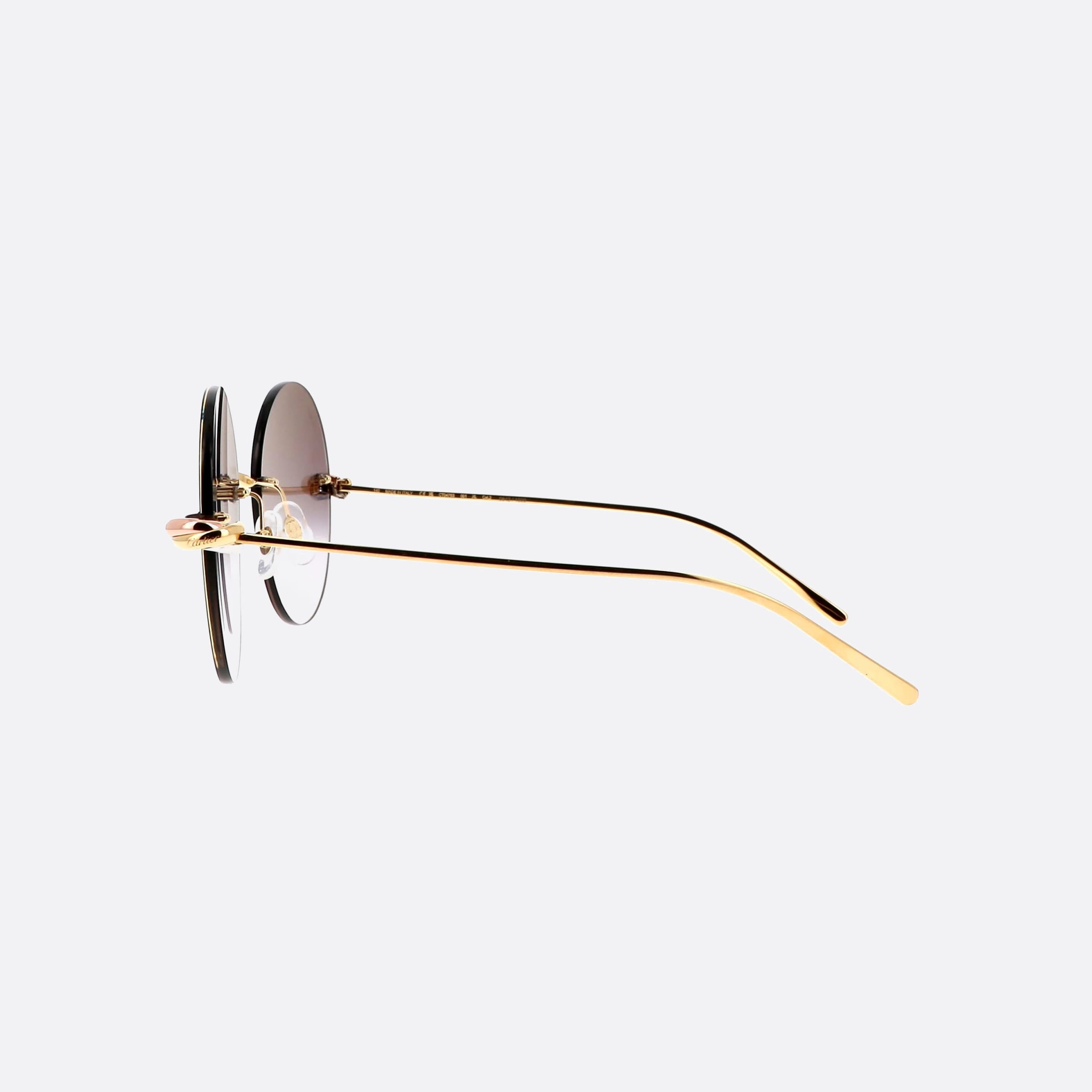 Cartier 60mm Trinity Gold Round Unisex Sunglasses - Detail View