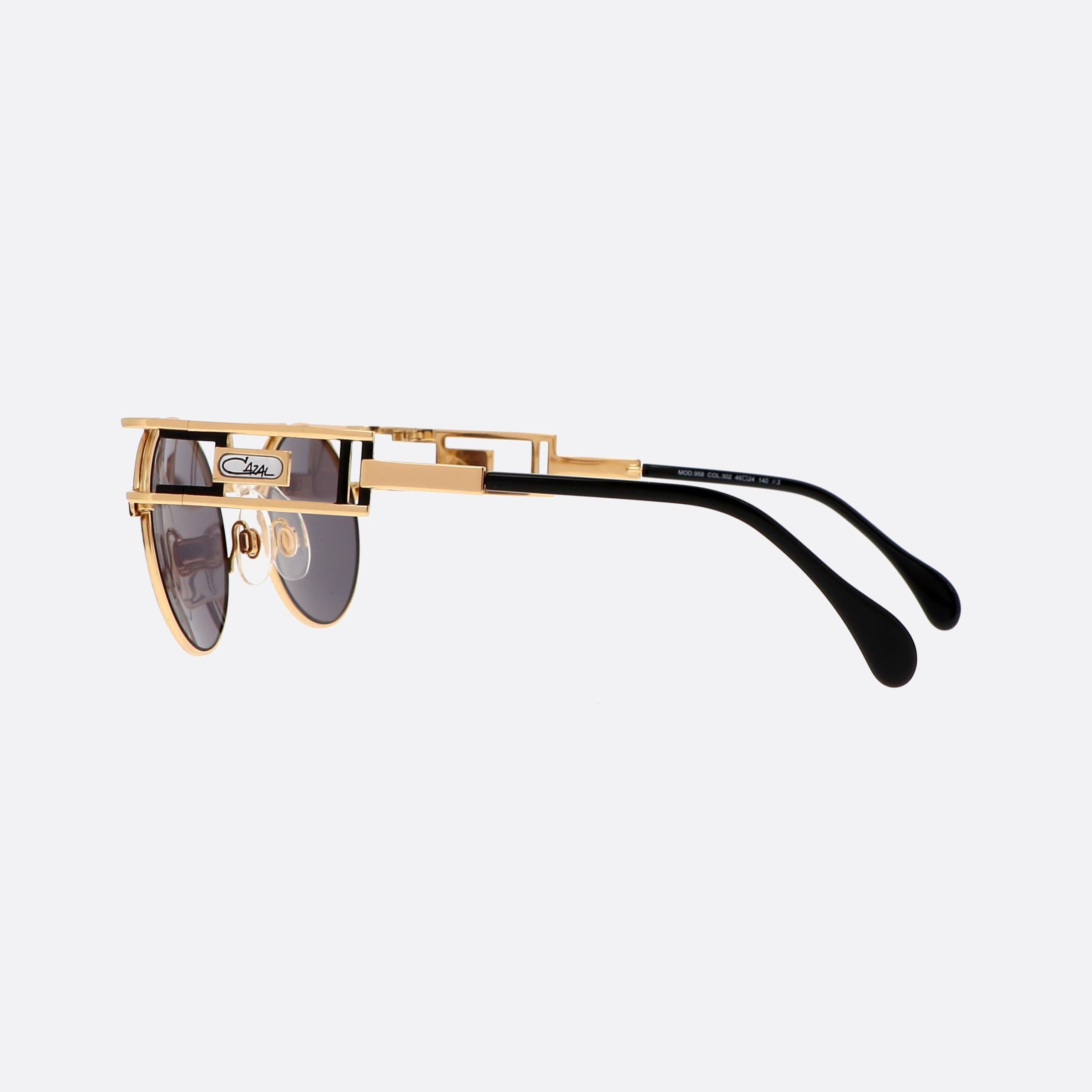 Cazal 46mm Gold Round Unisex Sunglasses - Detail View
