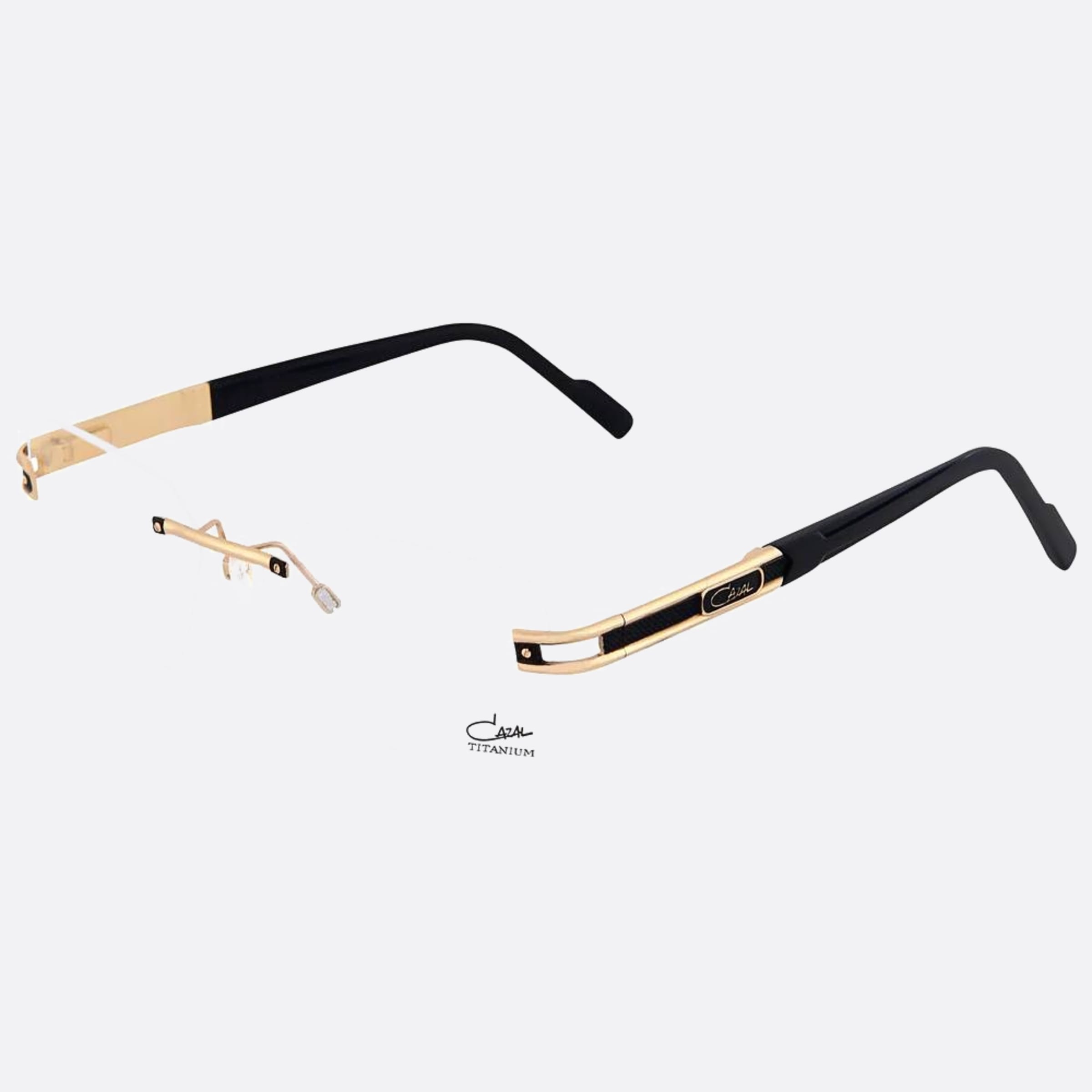 Cazal 58mm Cazal Gold Rectangle Unisex Eyeglasses - Side View