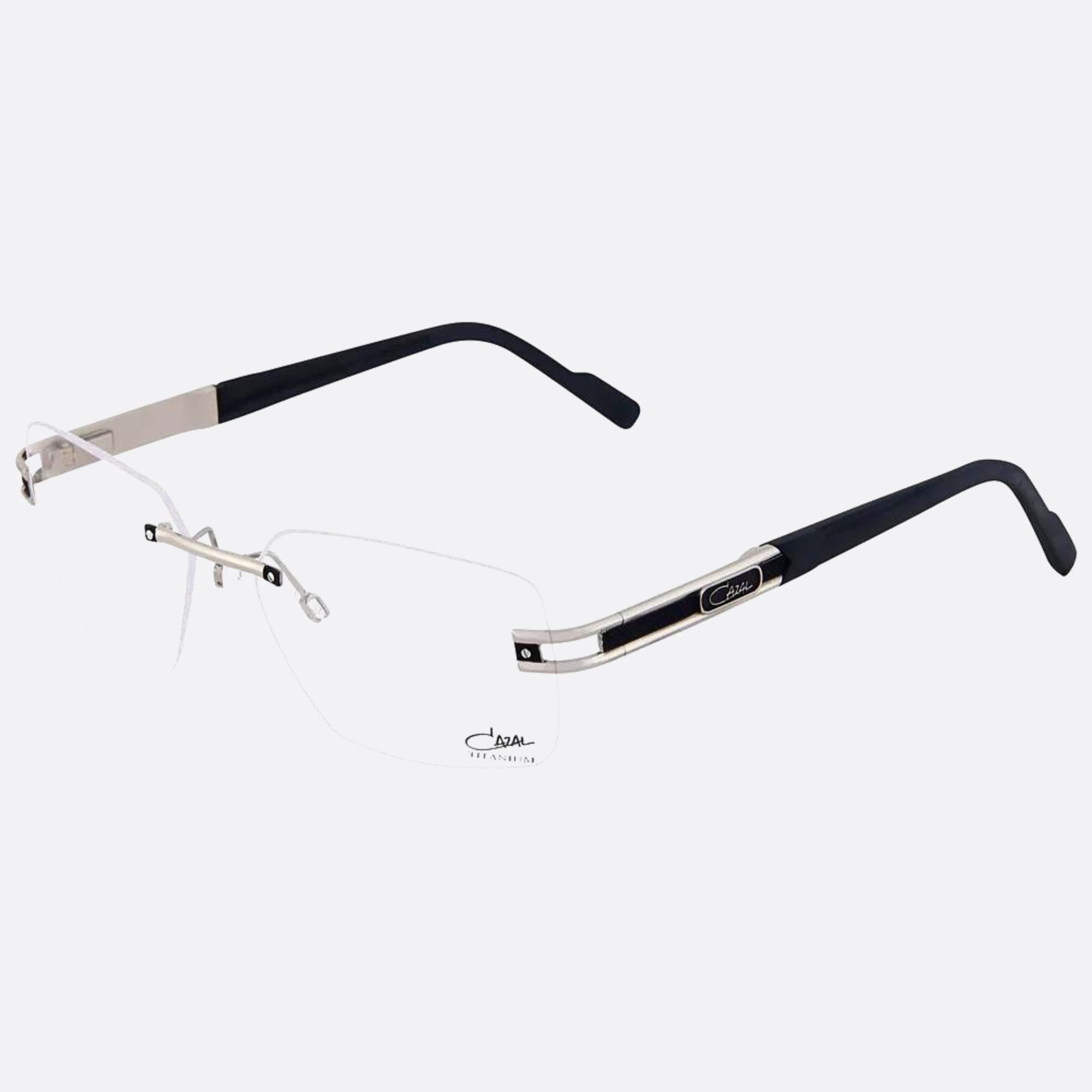 Cazal 58mm Cazal Silver Rectangle Unisex Eyeglasses - Side View