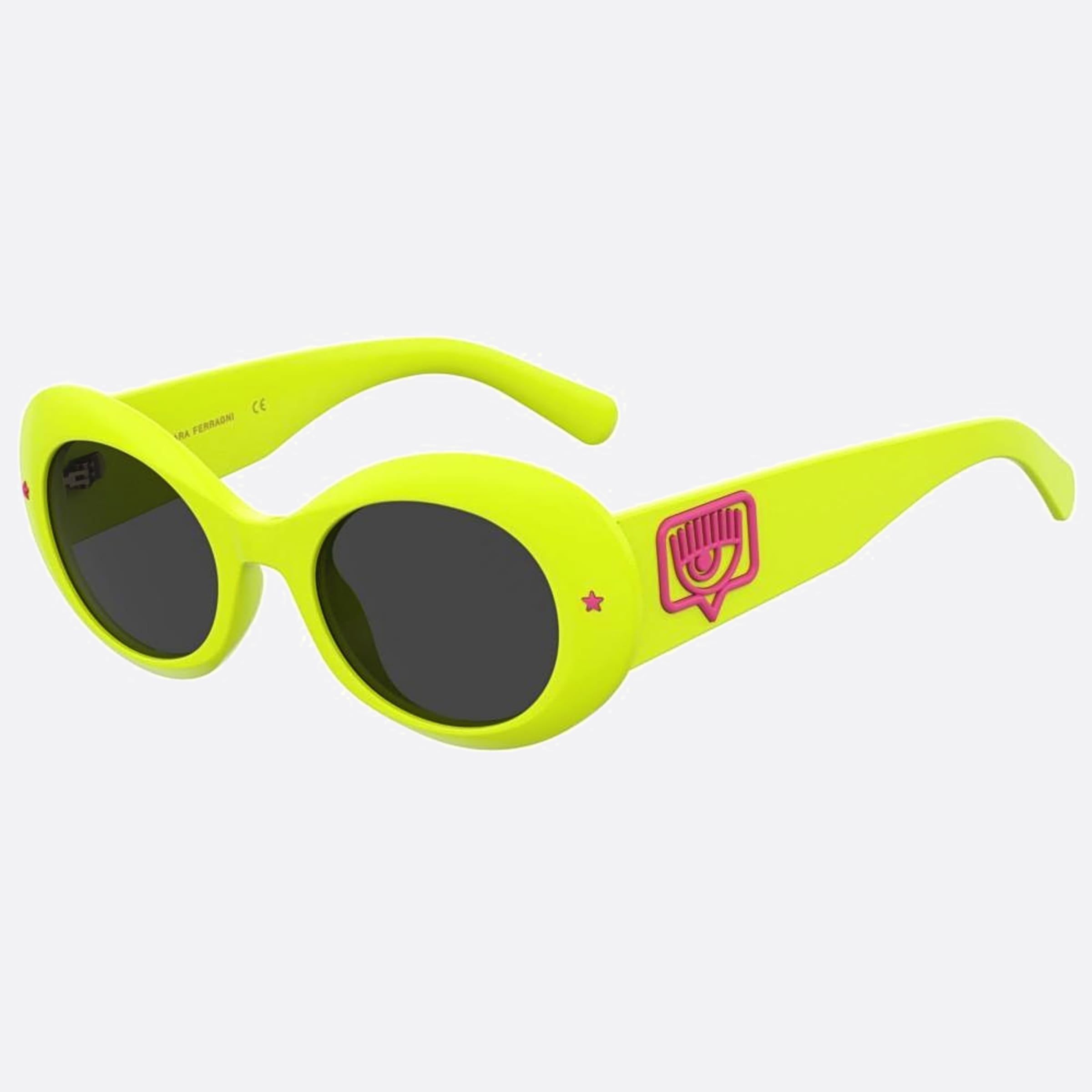 Chiara 50mm Ferragni 40g Yellow Round Women Sunglasses - Side View