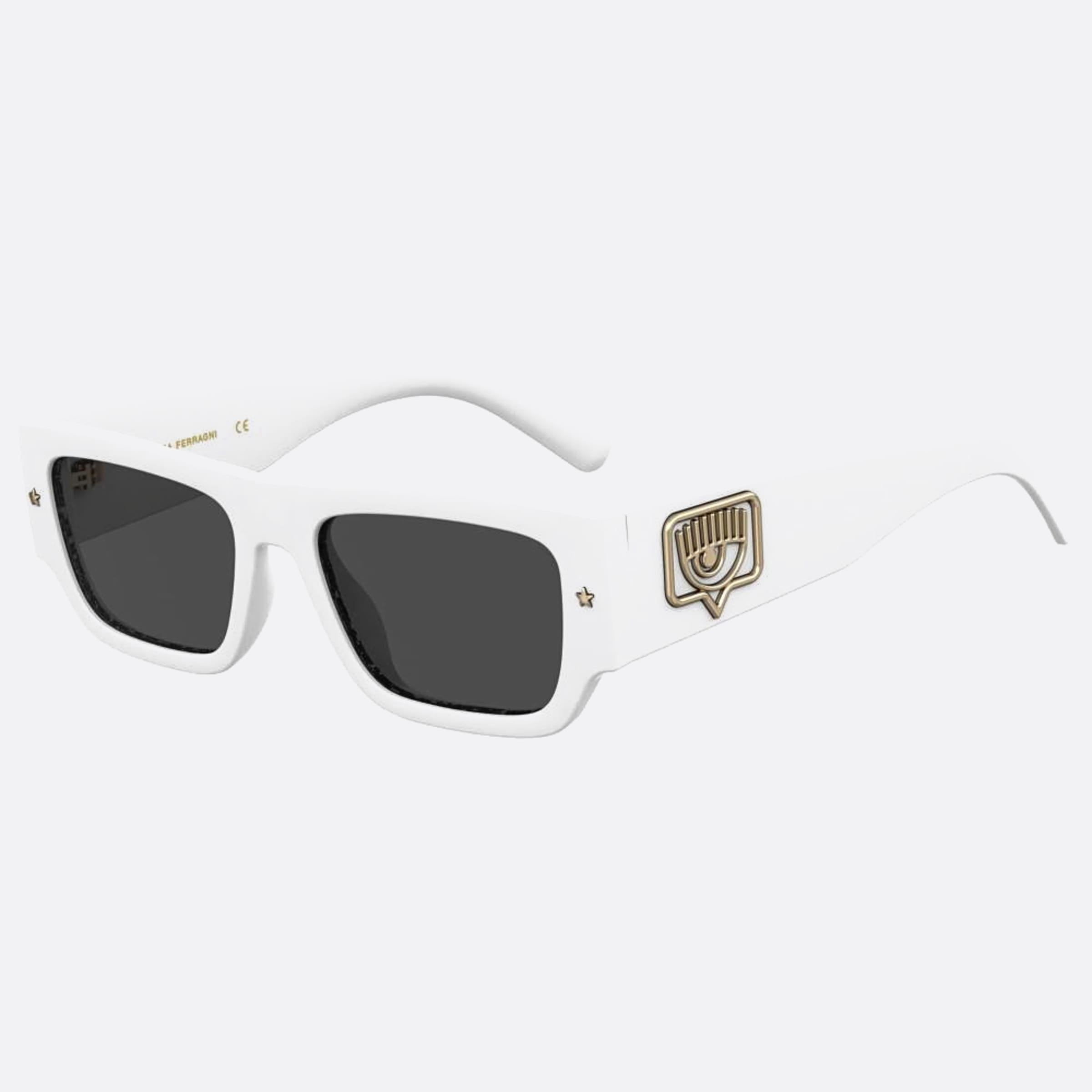 Chiara 53mm Ferragni Vk6 White Geometric Women Sunglasses - Side View