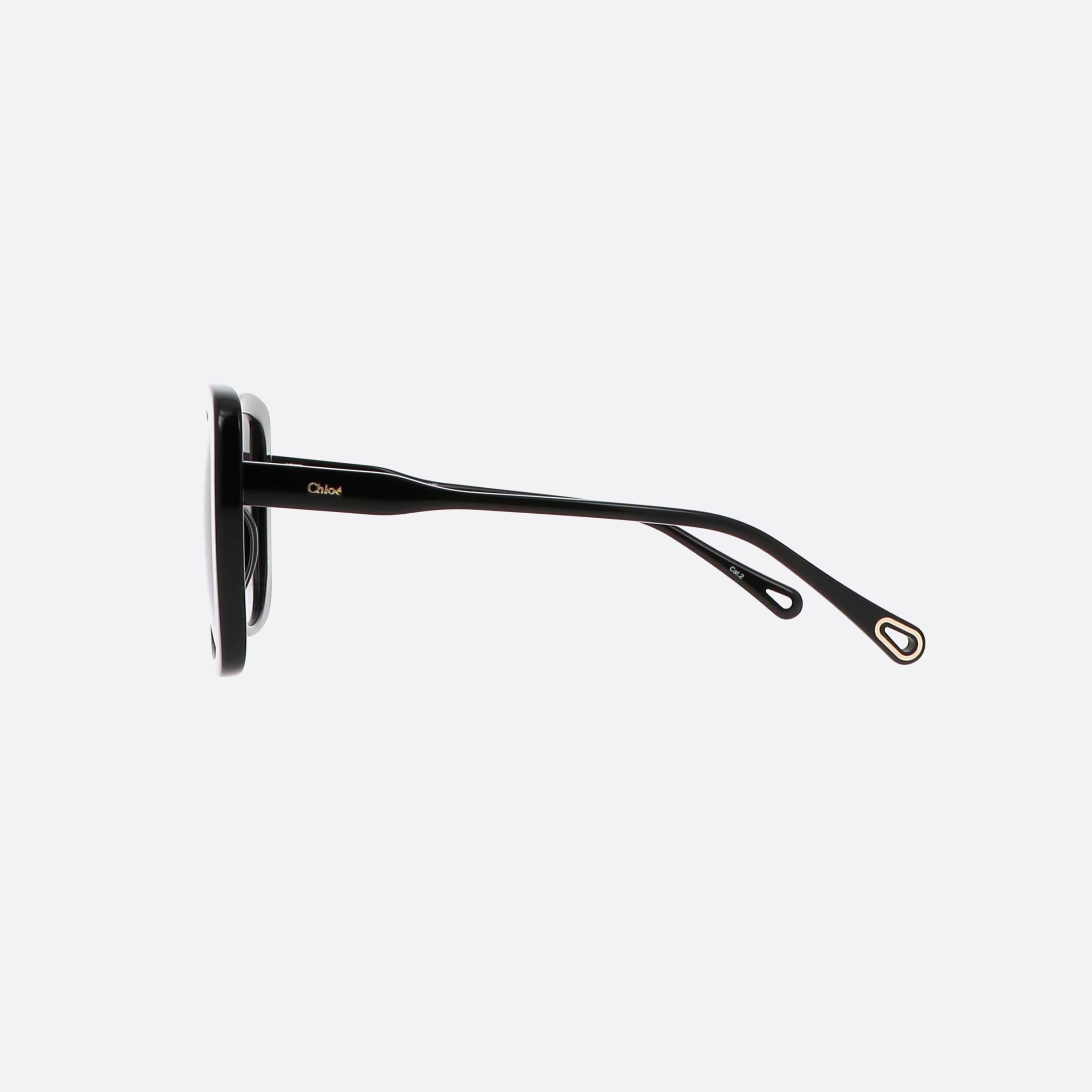 Chlo 55mm Black Square Unisex Sunglasses - Detail View