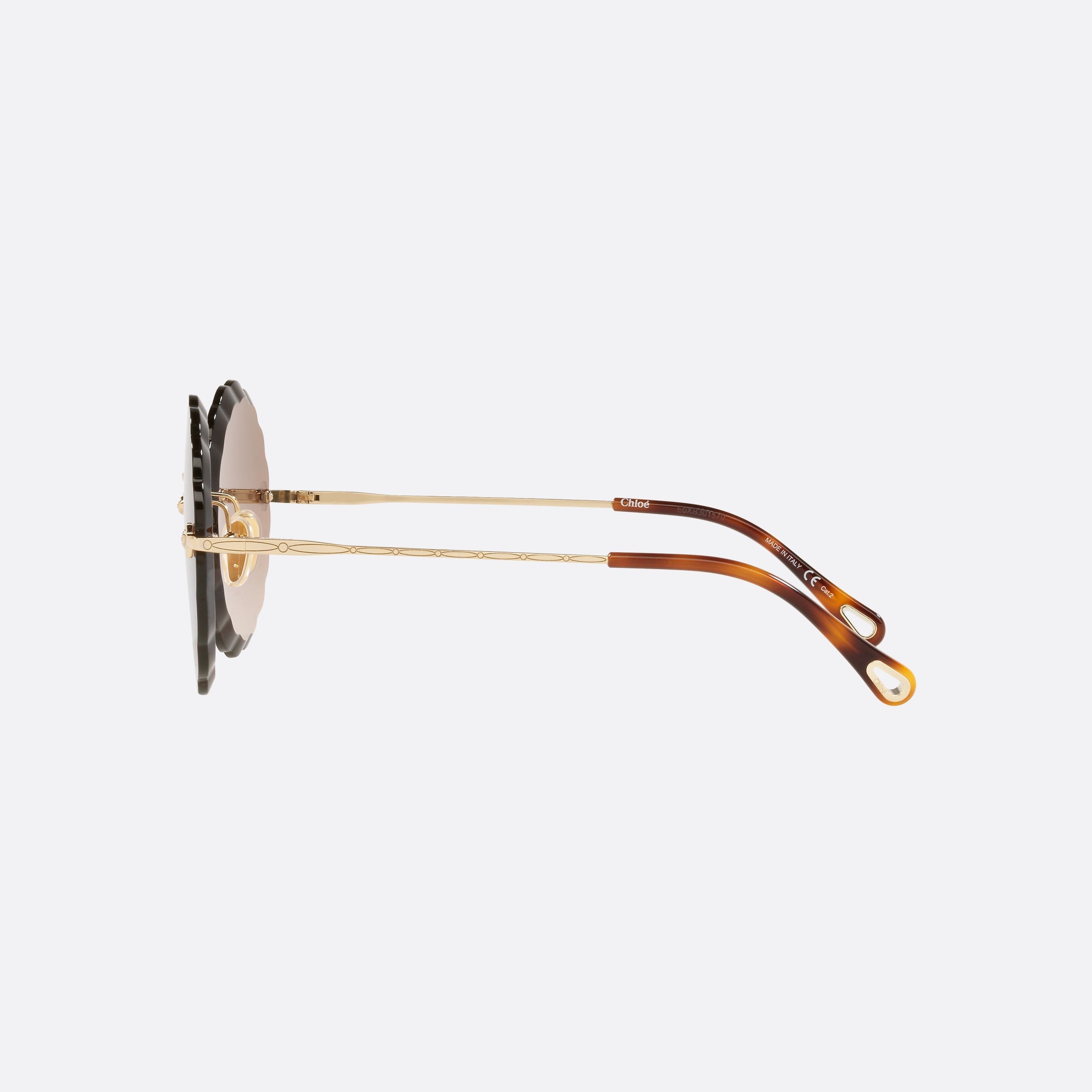 Chloe 53mm Brown Round Women Sunglasses - Detail View