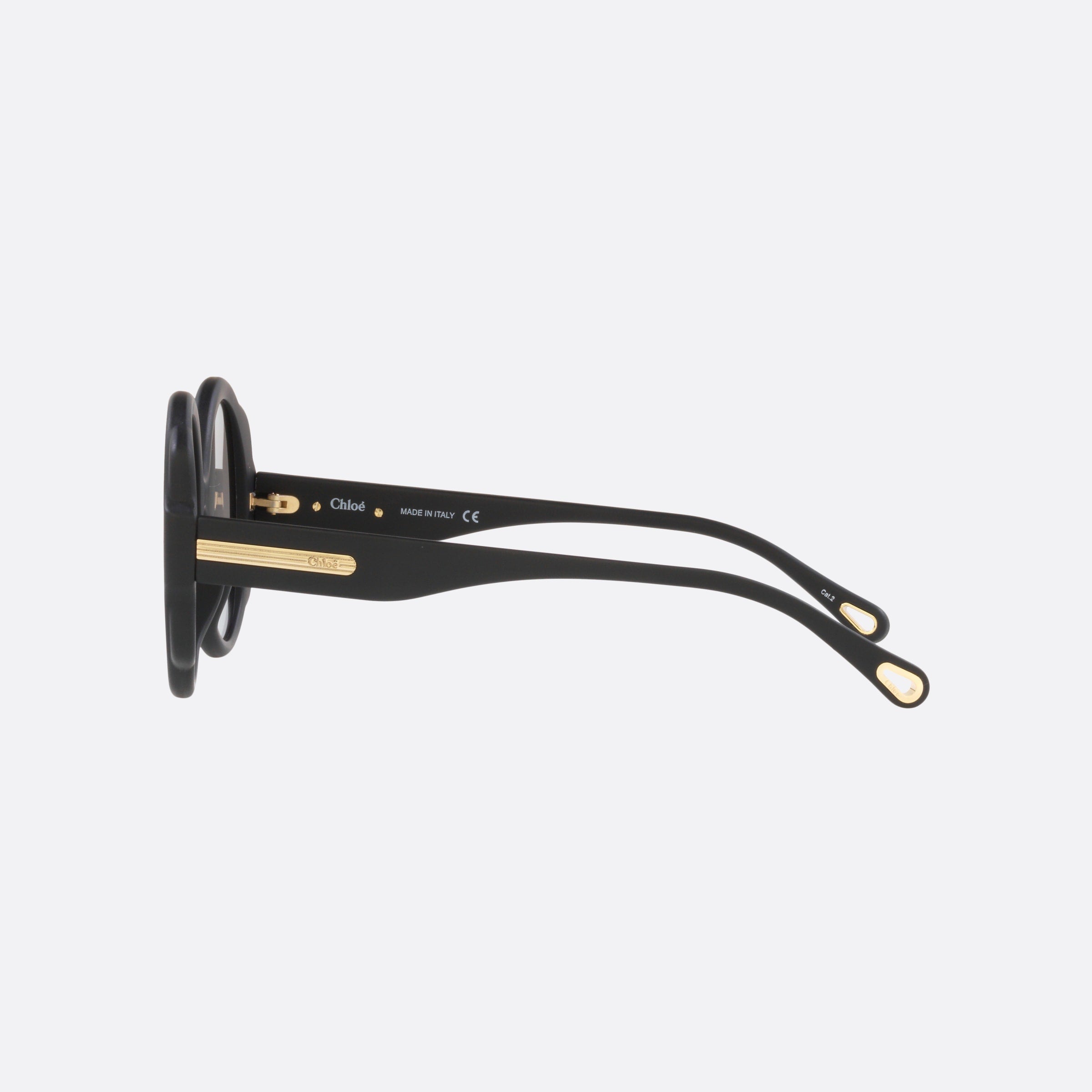 Chloe 55mm Black Round Women Sunglasses - Detail View