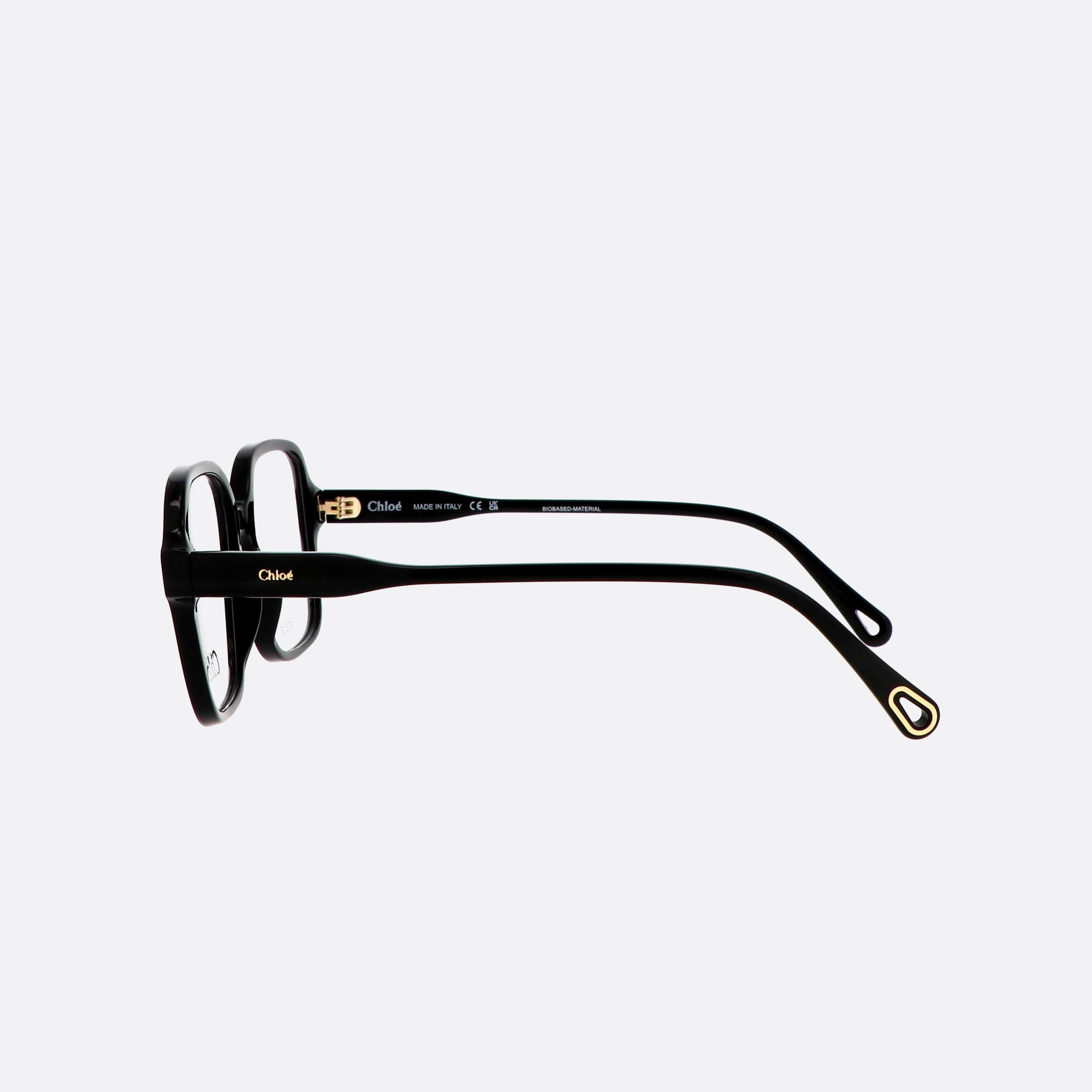 Chloe 49mm Black Geometric Women Eyeglasses - Detail View