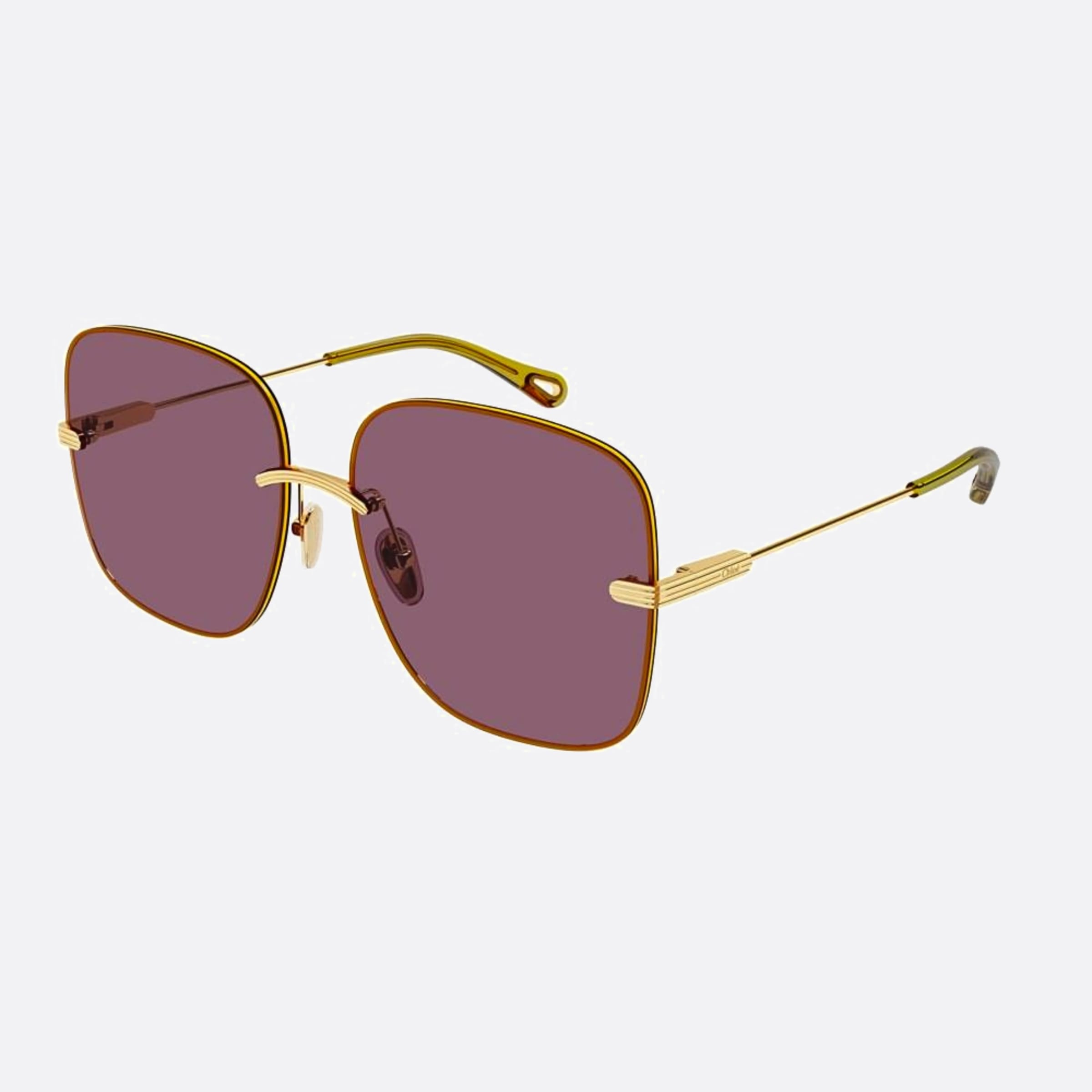 Chloe 61mm Yellow Geometric Women Sunglasses - Side View