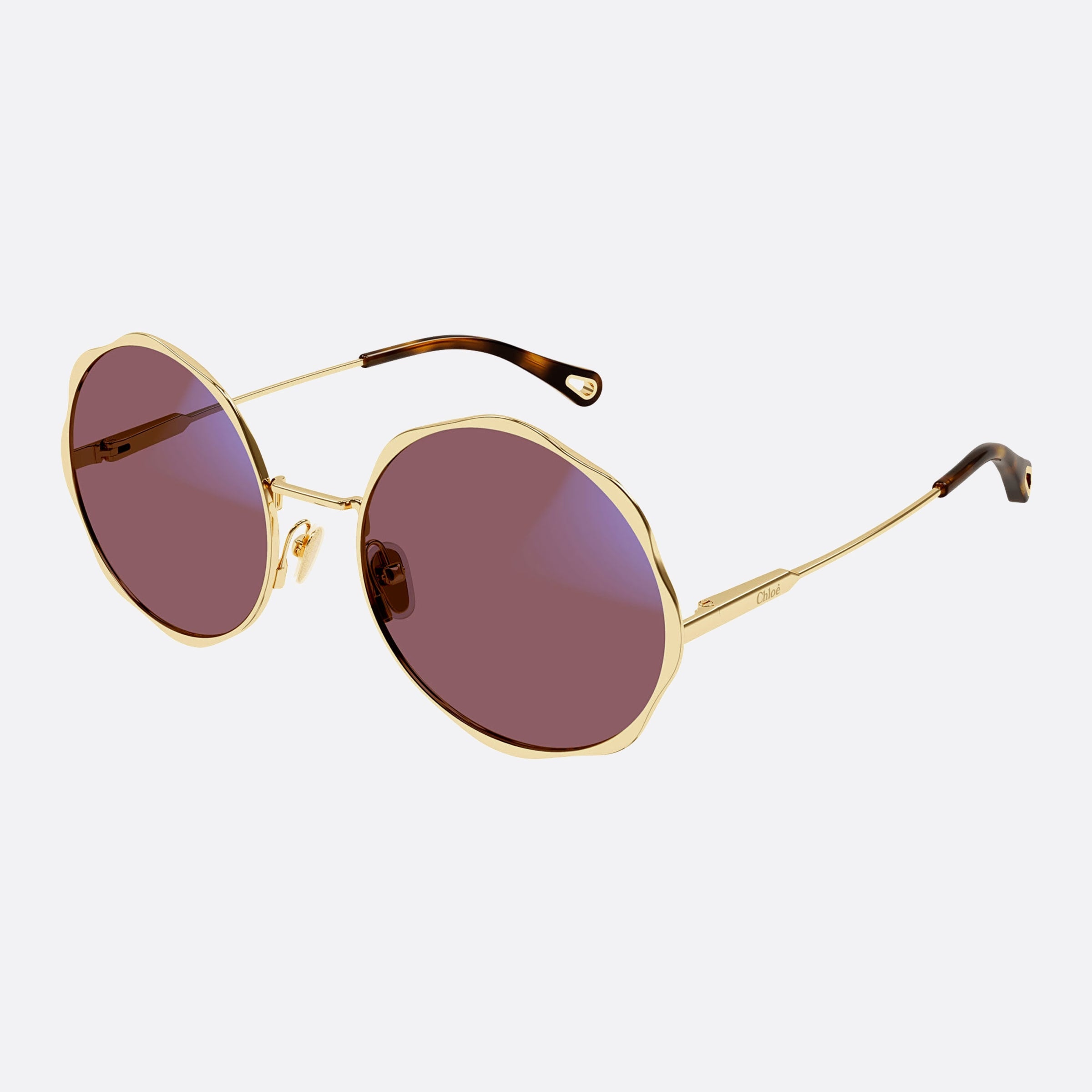 Chloe 56mm Gold Round Photochromic Women Sunglasses - Detail View