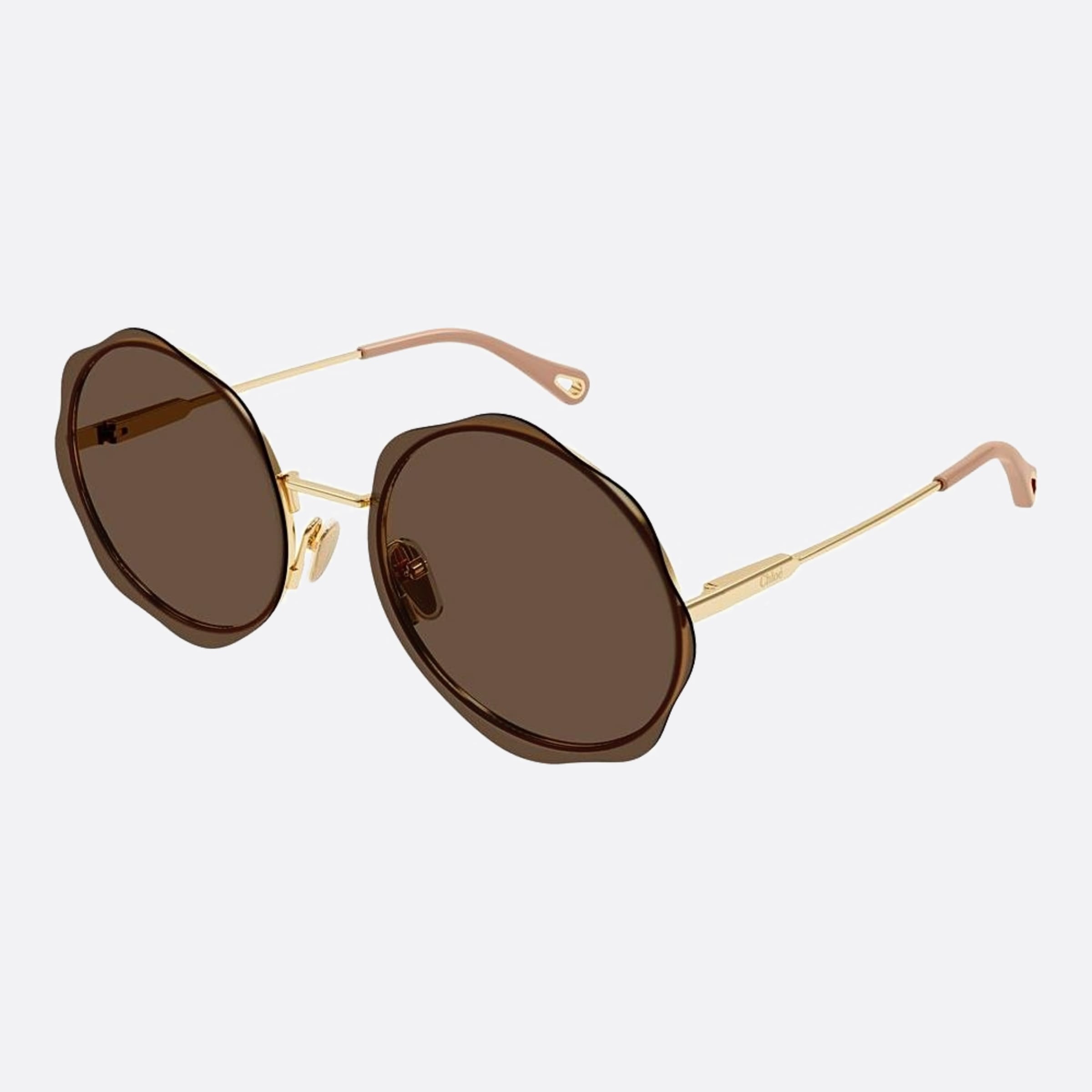 Chloe 61mm Gold Round Women Sunglasses - Side View