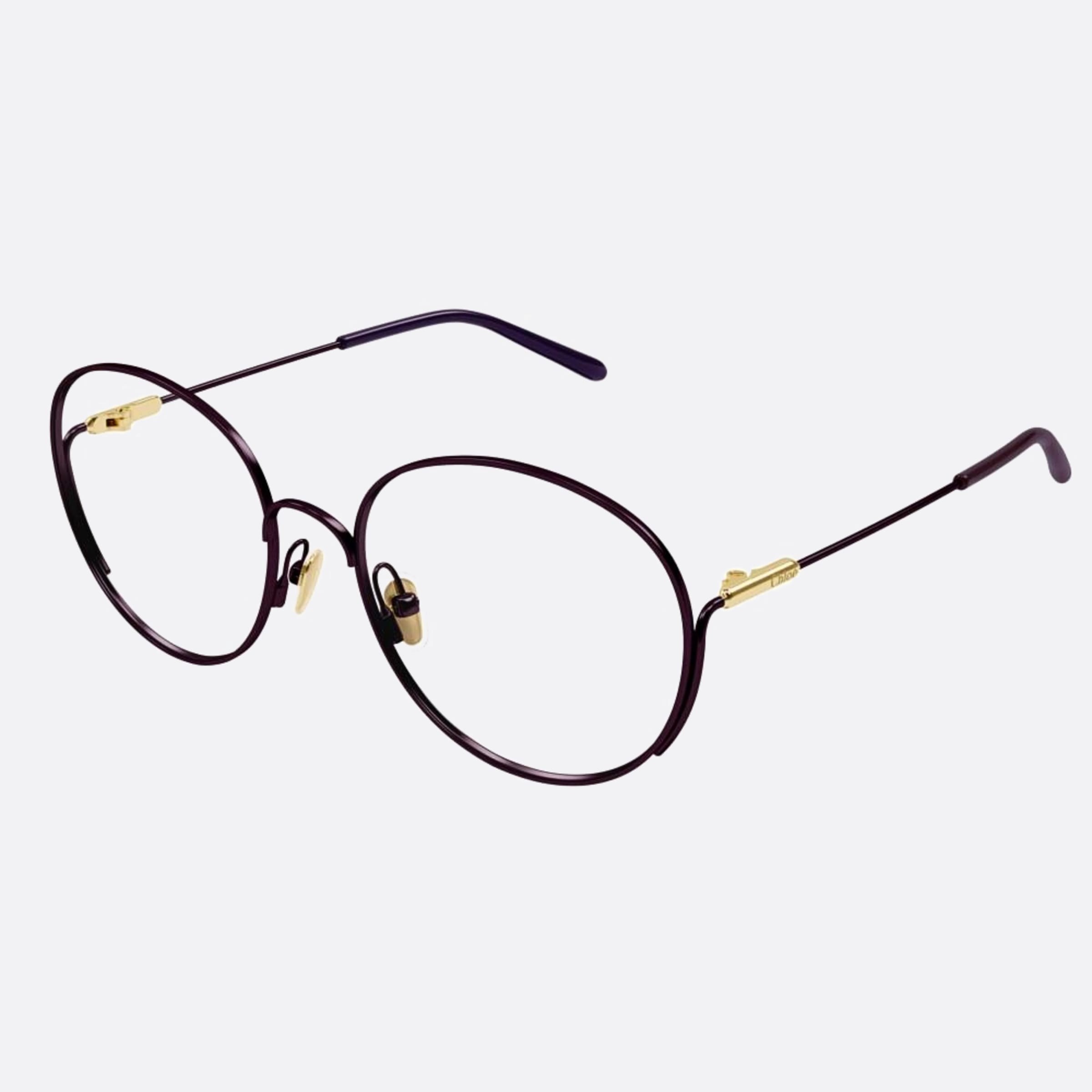 Chloe 57mm Red Round Women Eyeglasses - Side View