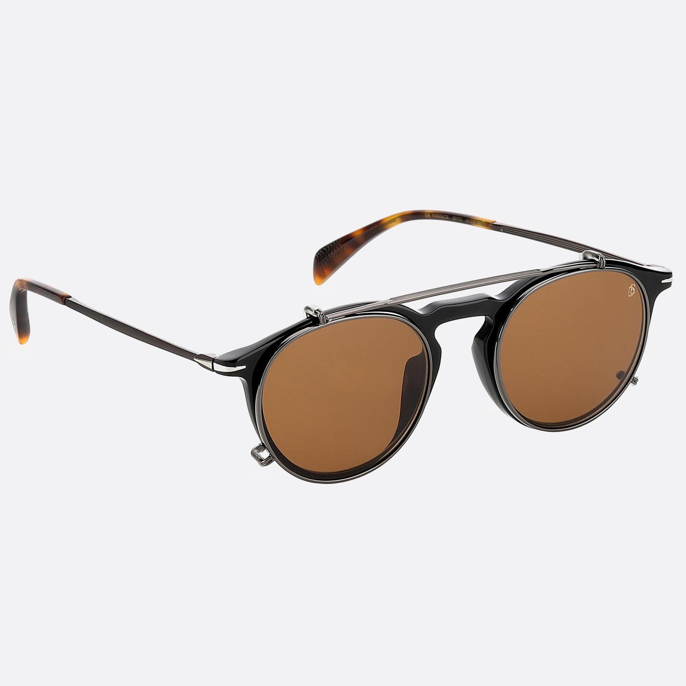 David 49mm Beckham Black Round Men Sunglasses - Detail View