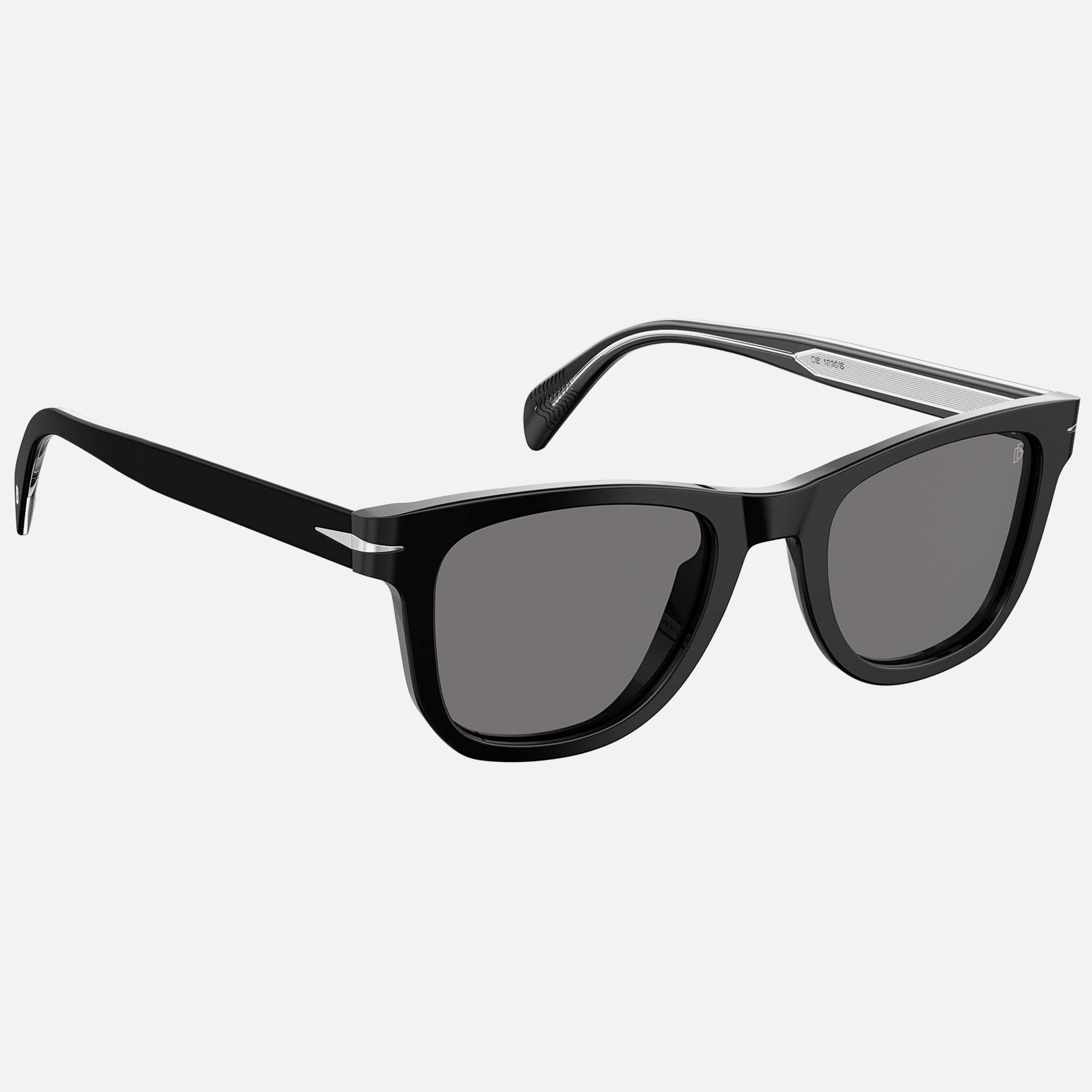 David 50mm Beckham Black Squared Polarized Men Sunglasses - Detail View