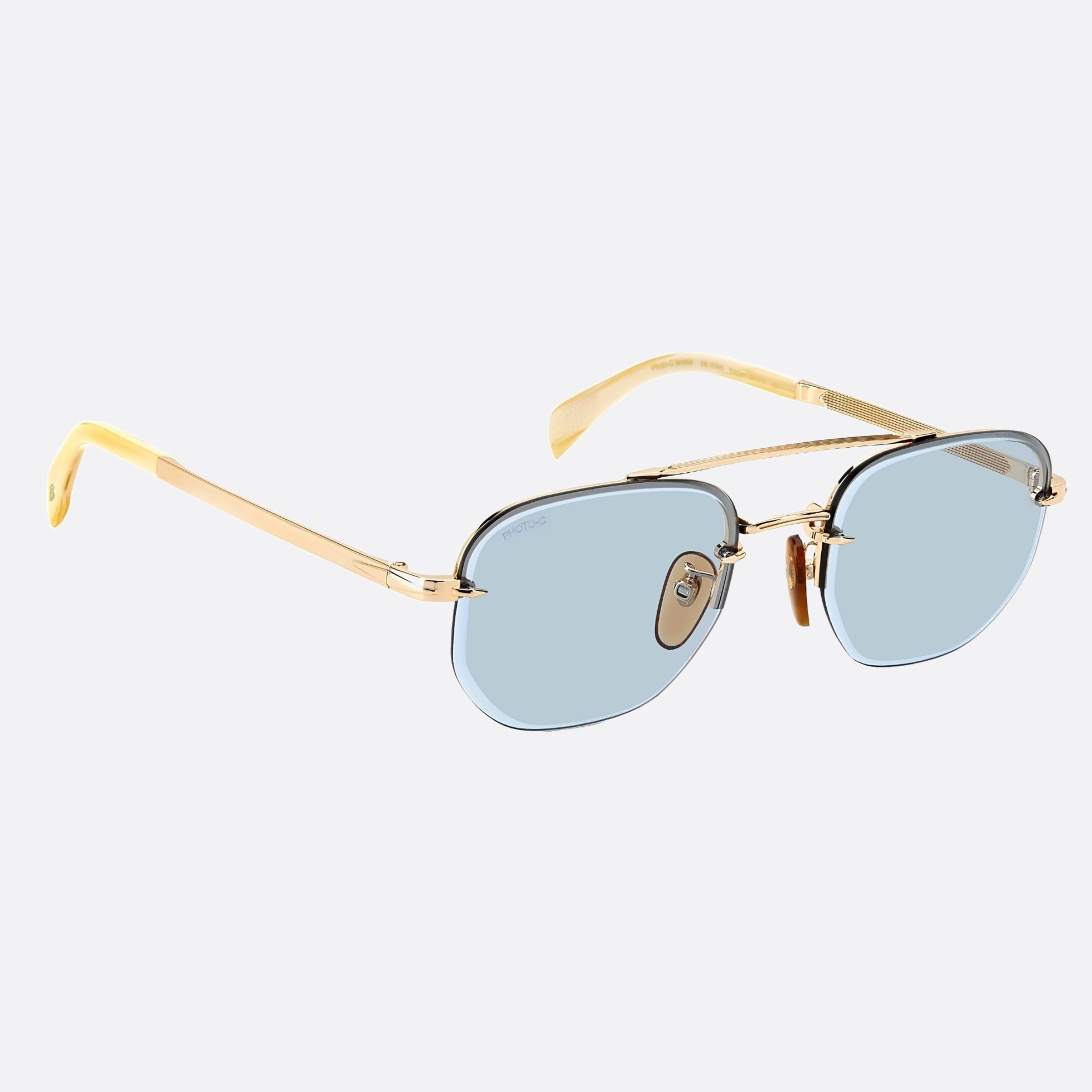 David 53mm Beckham Ida Gold Geometric Men Sunglasses - Detail View
