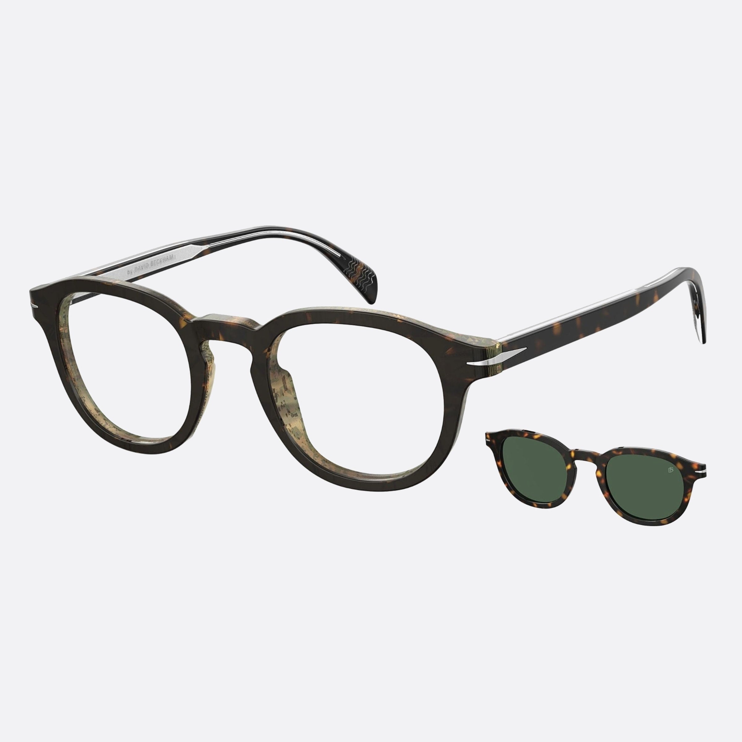 David 49mm Beckham Havana Round Men Sunglasses - Additional Angle