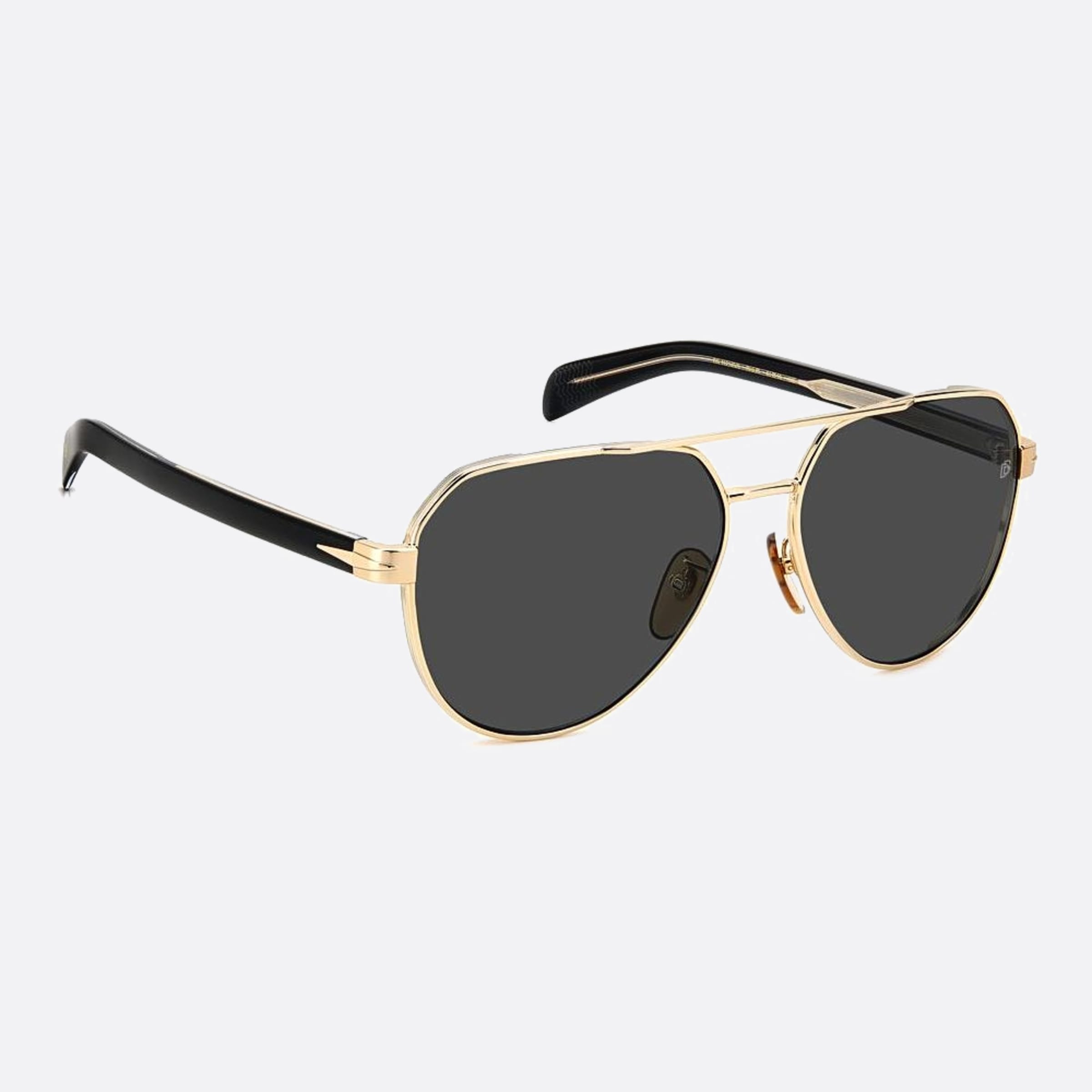David 61mm Beckham Rhl Gold Pilot Men Sunglasses - Detail View