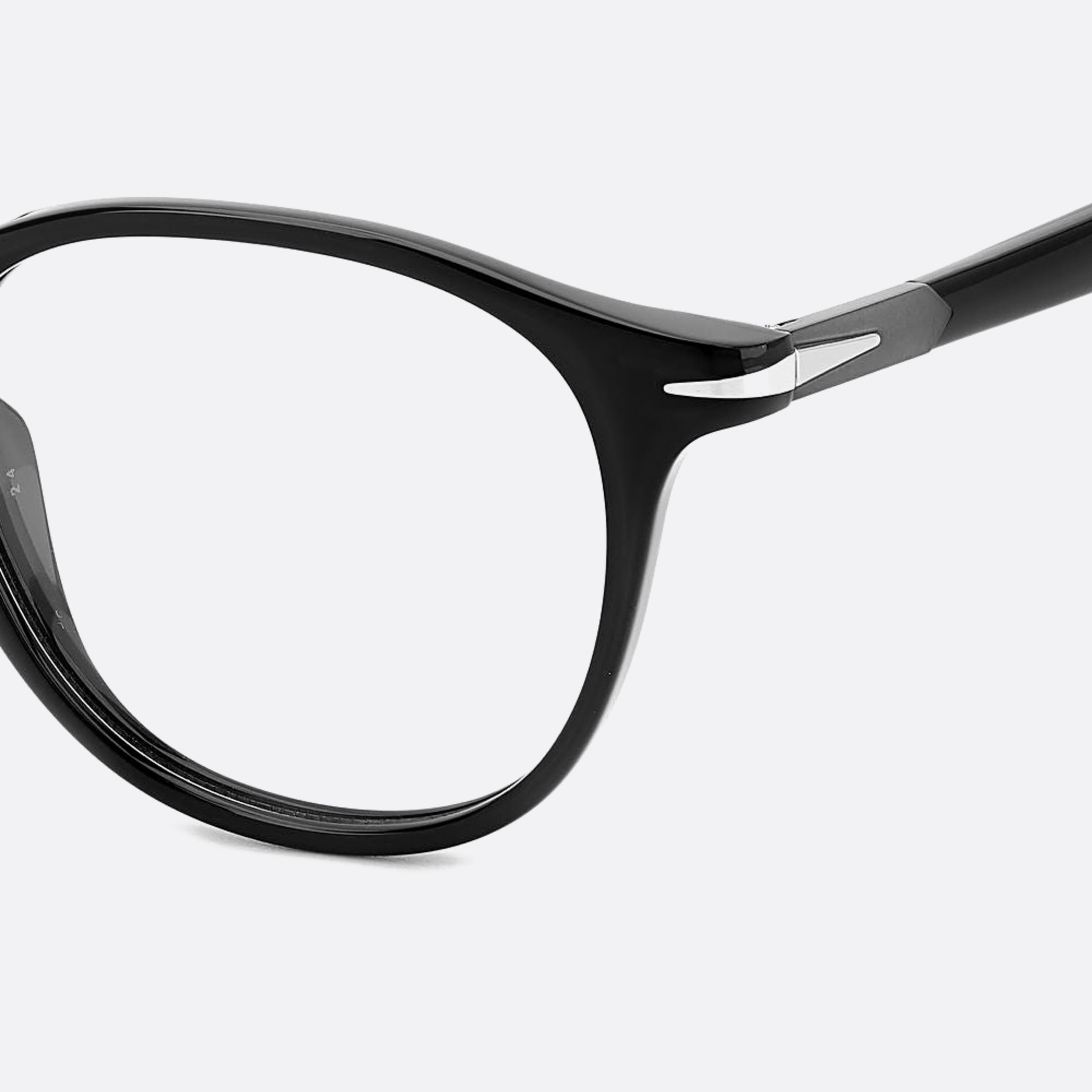 David 50mm Beckham Ans Black Round Men Eyeglasses - Detail View
