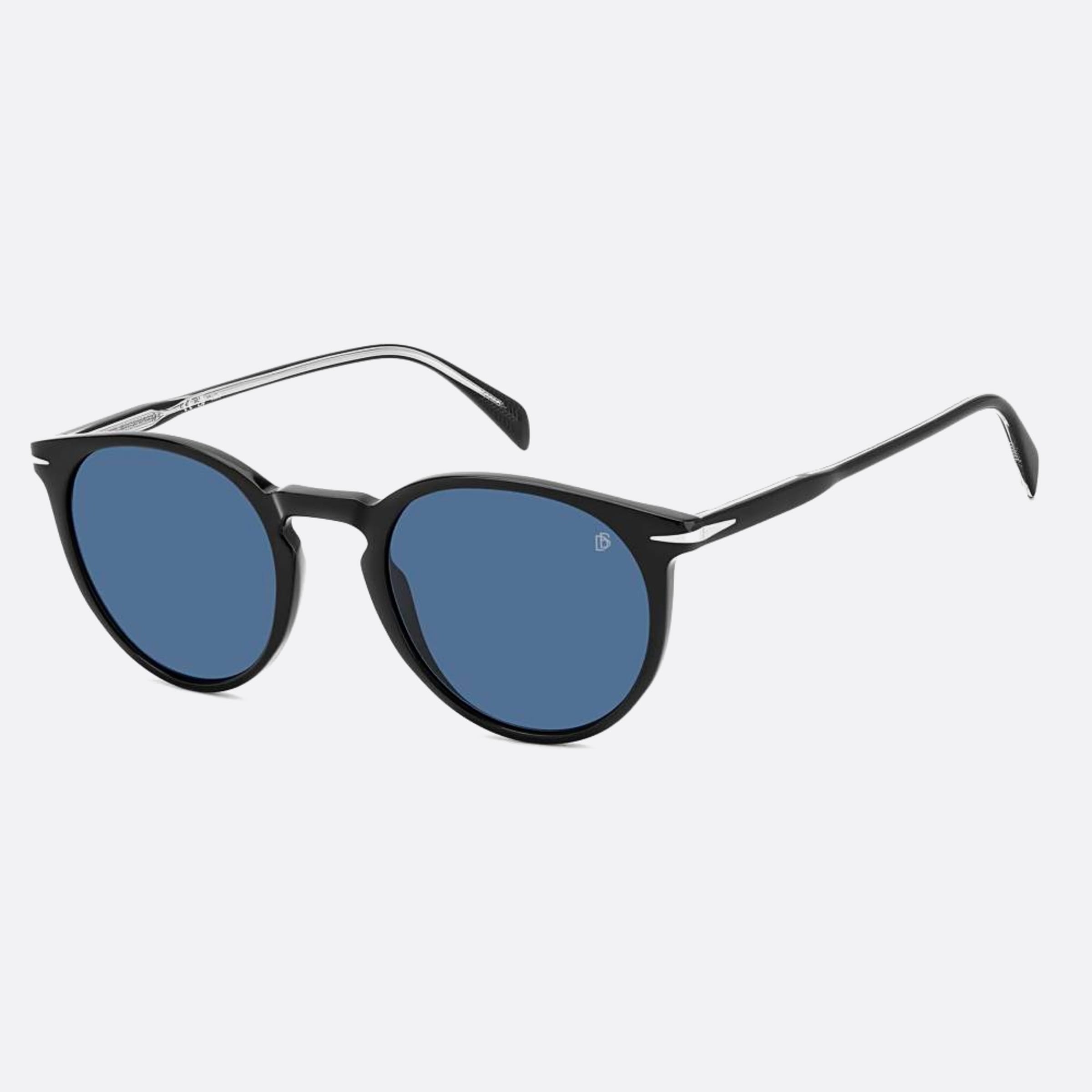 David 51mm Beckham Black Round Men Sunglasses - Side View