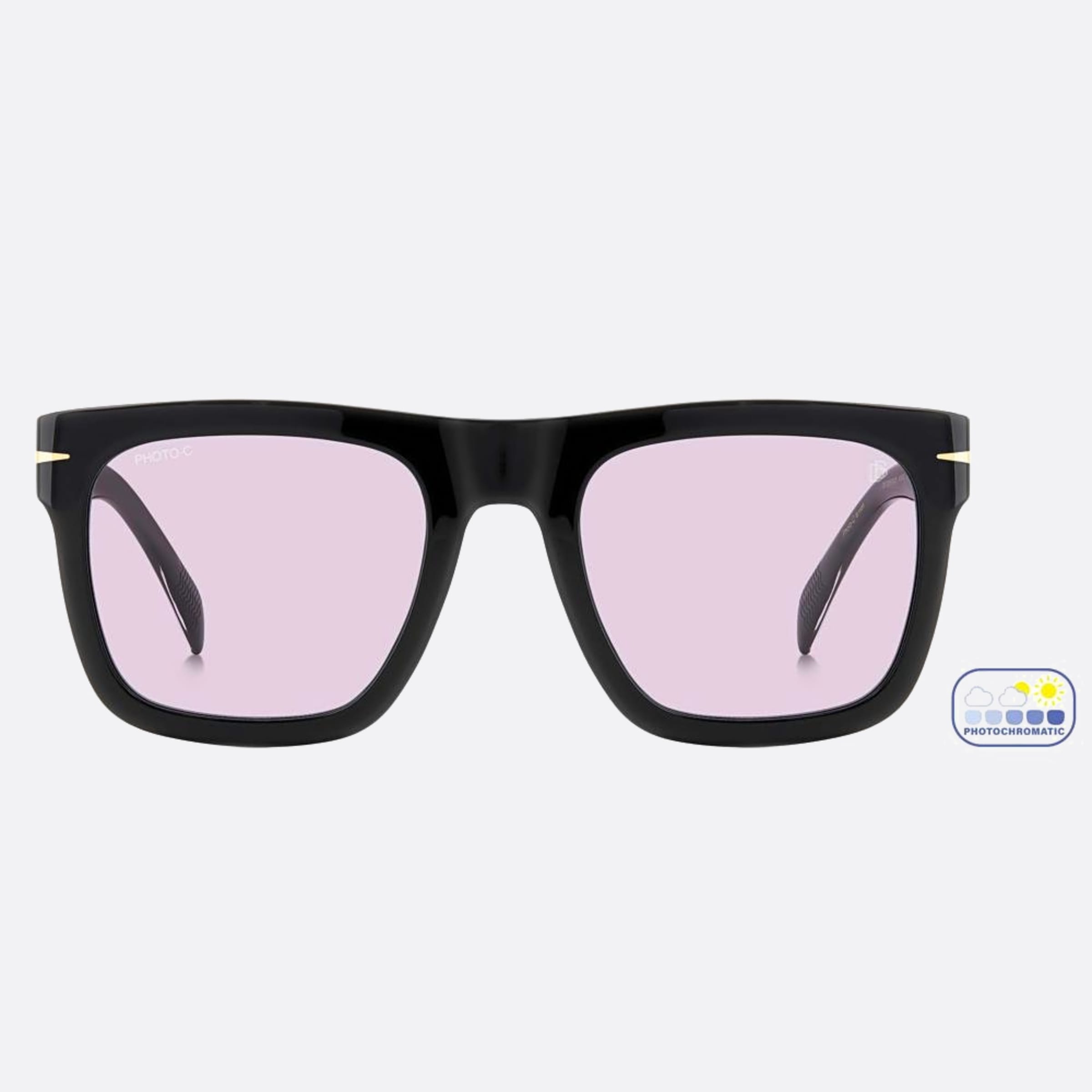 David 54mm Beckham Flat Black Geometric Photochromic Men Sunglasses - Main View