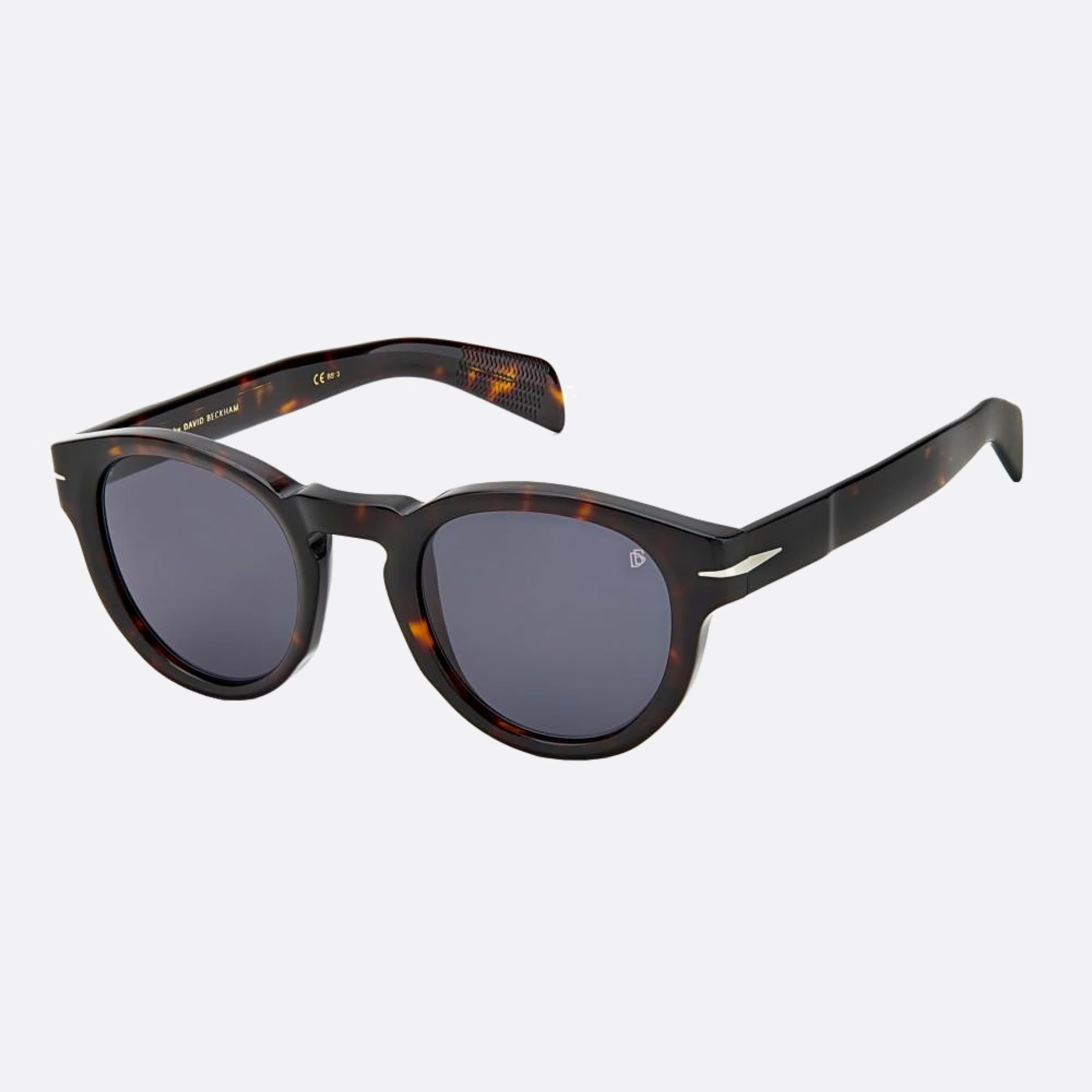 David 48mm Men's Beckham Havana Round Sunglasses - Side View