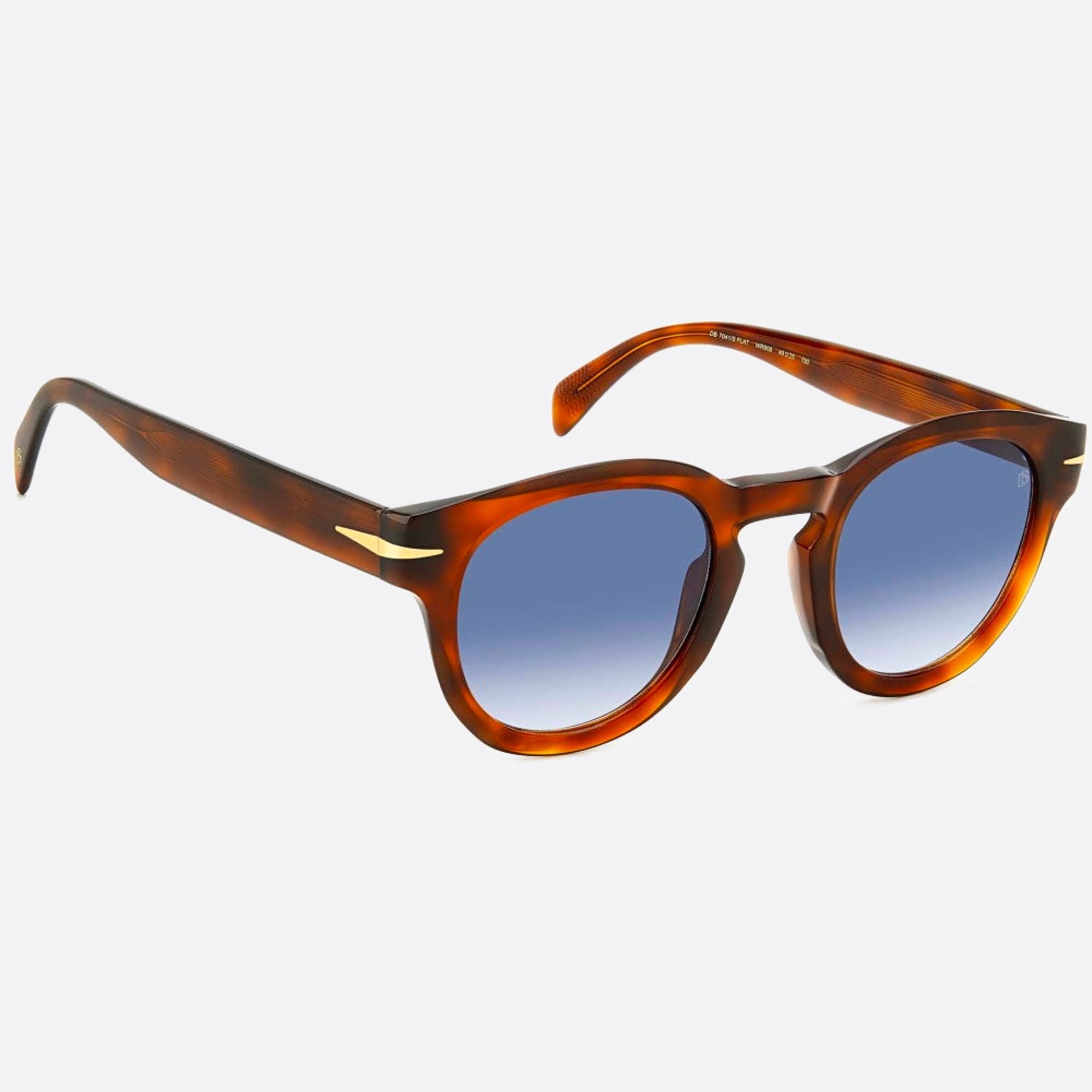 David 49mm Beckham Flat Wr9 Havana Round Men Sunglasses - Detail View