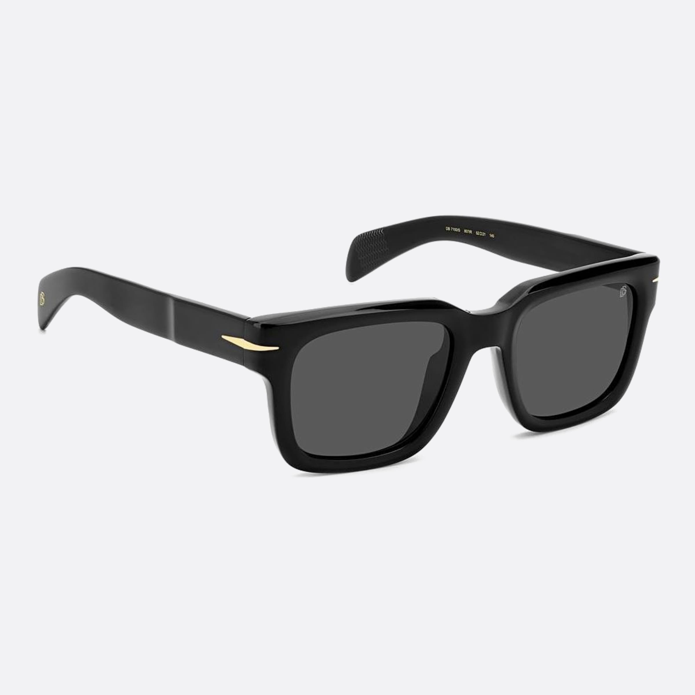 David 52mm Beckham Black Squared Men Sunglasses - Detail View