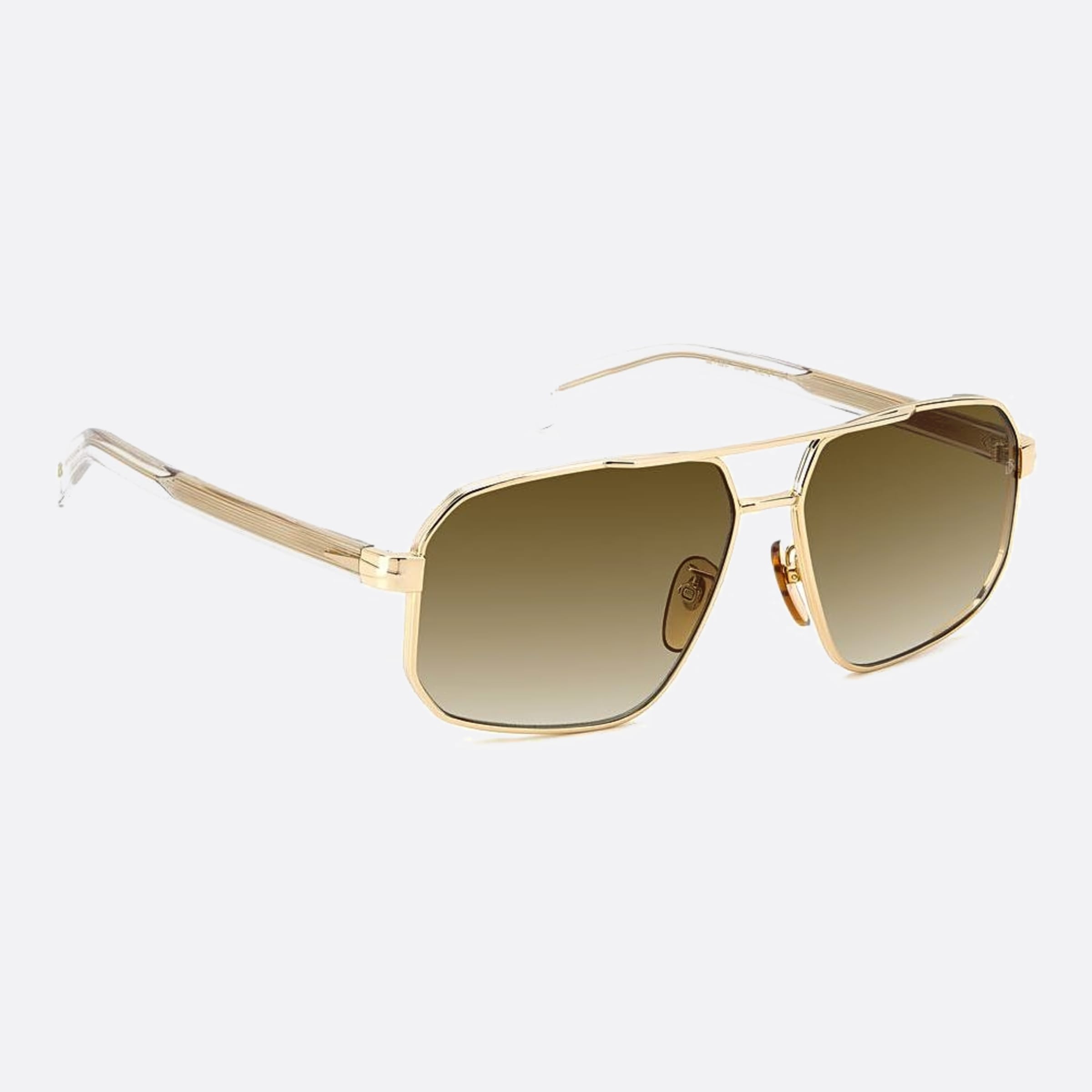 David 61mm Beckham Loj Gold Geometric Men Sunglasses - Detail View
