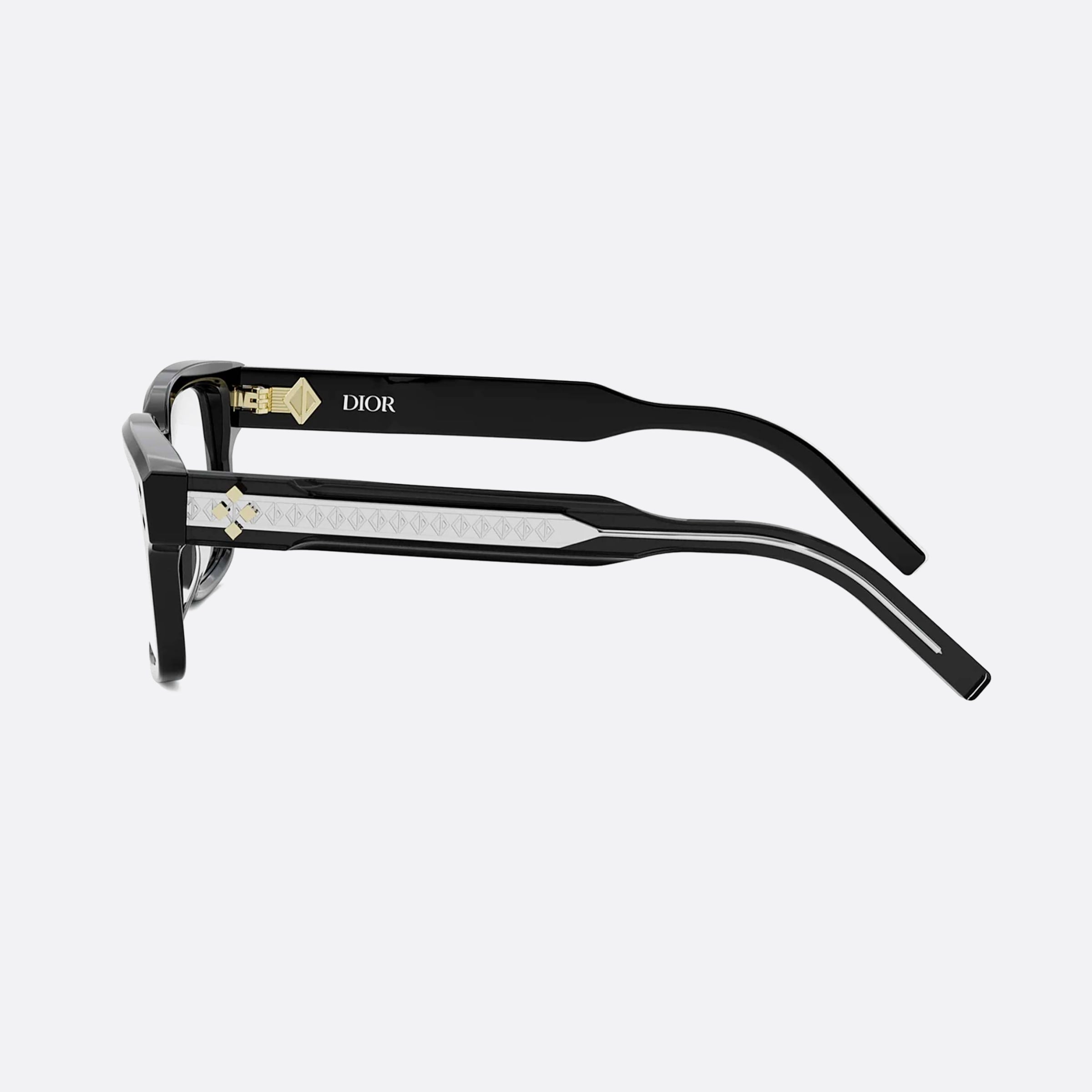Dior 53mm Diamondo S8i Black Rectangle Men Eyeglasses - Detail View