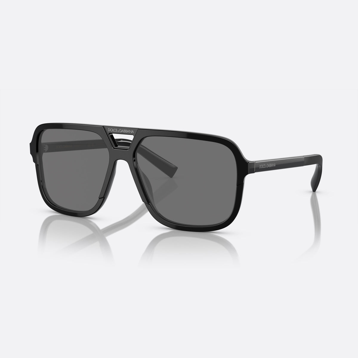 Ochelari de soare Dolce & Gabbana ANGEL DG 4354 1934/81 A, pilot negru, pentru bărbați, punte keyhole, litere ale brandului pe punte, balamale negre