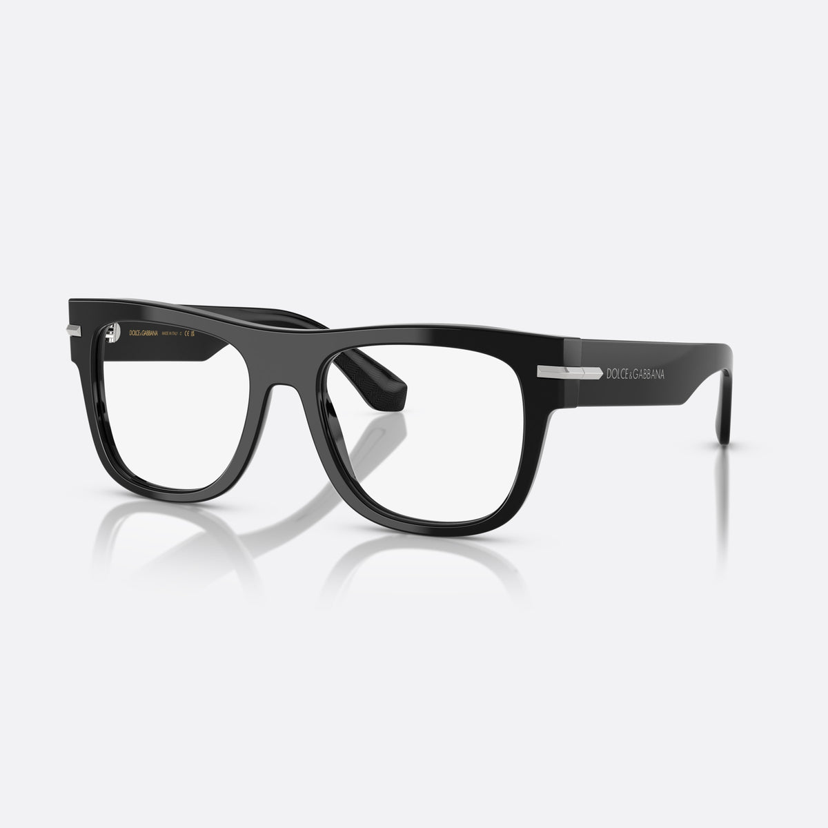 Dolce & Gabbana DG 3407 501 eyeglasses, black squared frame for men, plain solid bridge, brand lettering on temples