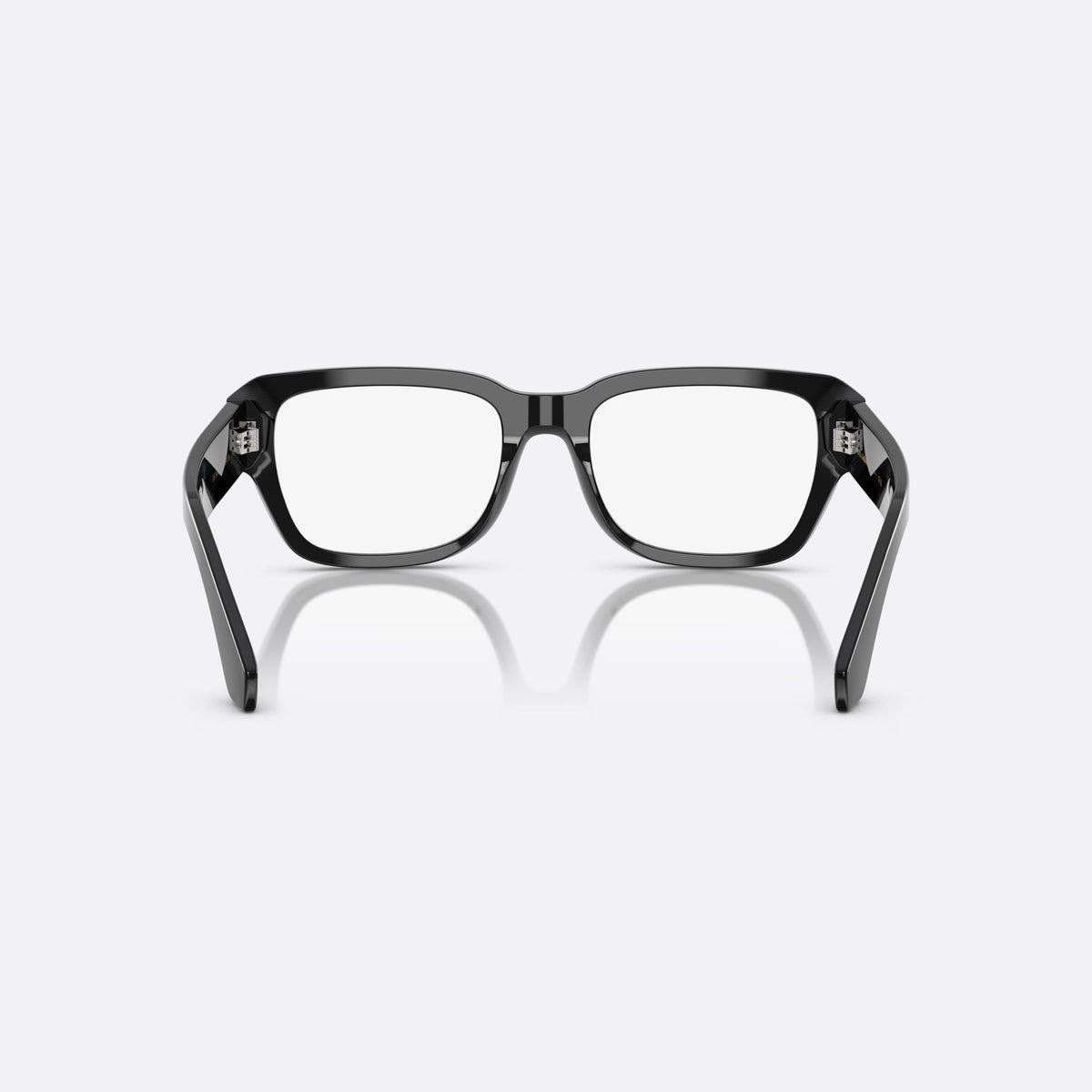 Dolce & Gabbana DG 3408 501 eyeglasses, black squared frame for men, plain bridge, integrated into frame, brand logo on temple, back view