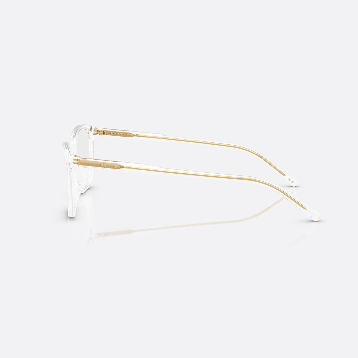 Dolce & Gabbana DG 3424 3133 eyeglasses, clear pantos frame for women, plain bridge, brand lettering on temples, full rim frame, side view
