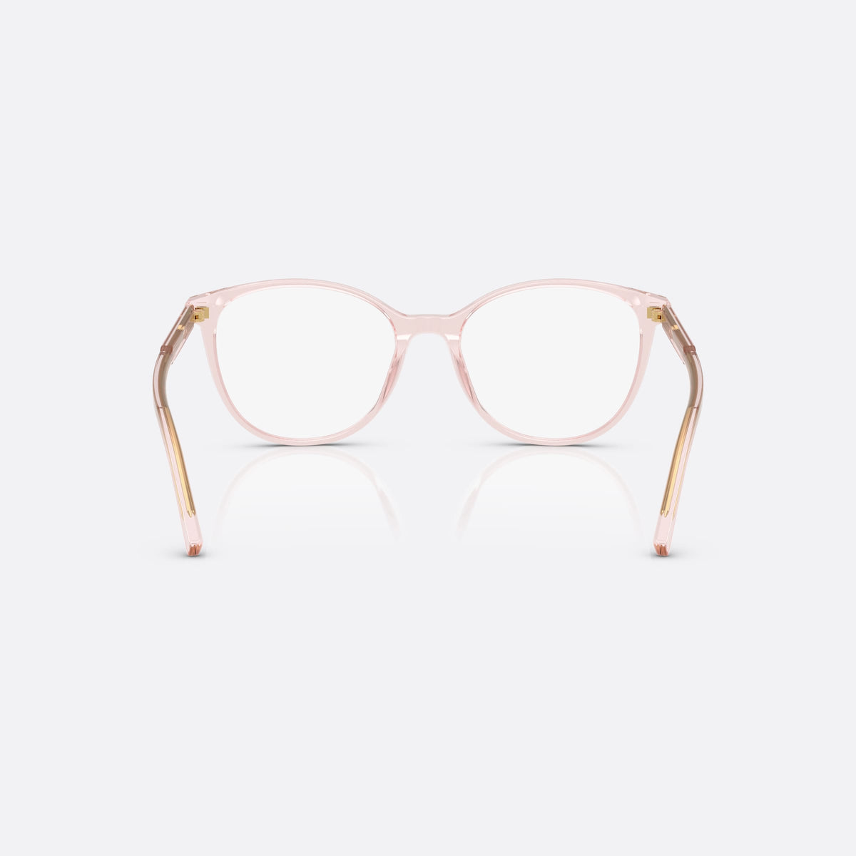 Dolce & Gabbana DG 3425 3148 eyeglasses, pink round frame for women, plain bridge, brand logo on temples, full-rim, back view