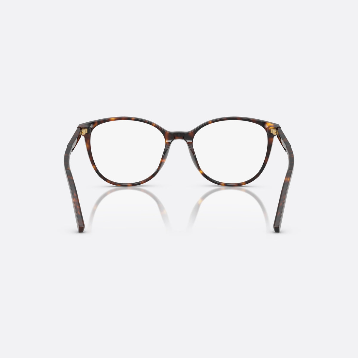 Dolce & Gabbana DG 3425 502 eyeglasses, havana round frame for women, plain bridge with curved top, full-rim front, back view