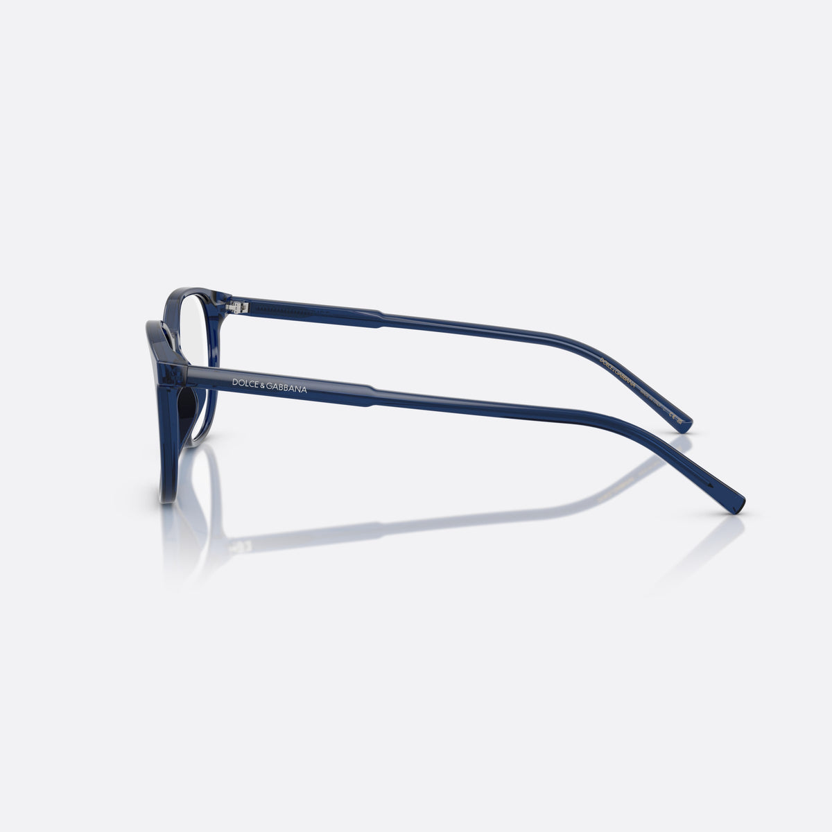 Dolce & Gabbana DG 3426 3009 eyeglasses, blue pantos frame for men, plain bridge, brand lettering on temples, side view
