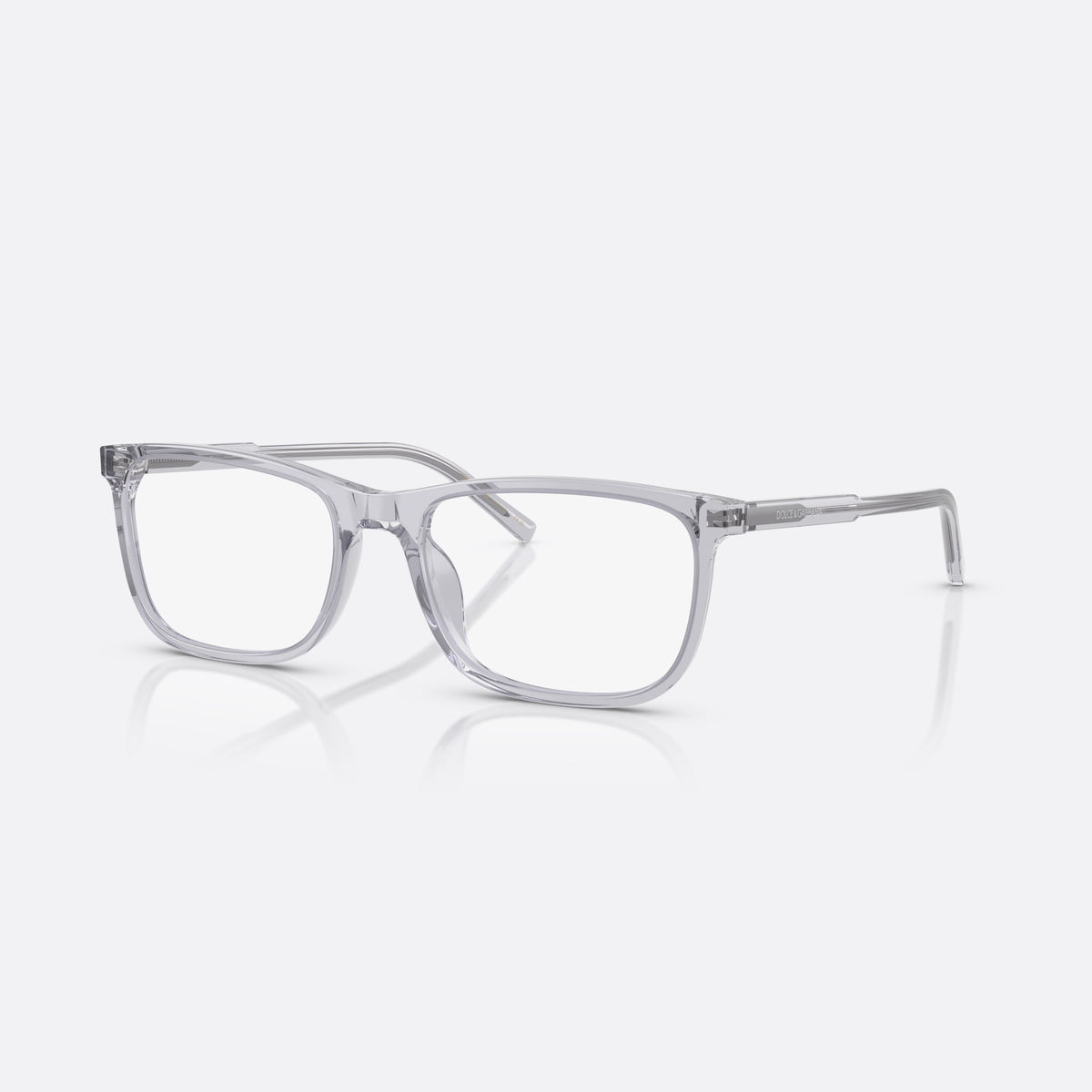 Dolce & Gabbana DG 3427 3291 eyeglasses, grey squared frame for men, plain integrated bridge, brand lettering on temples