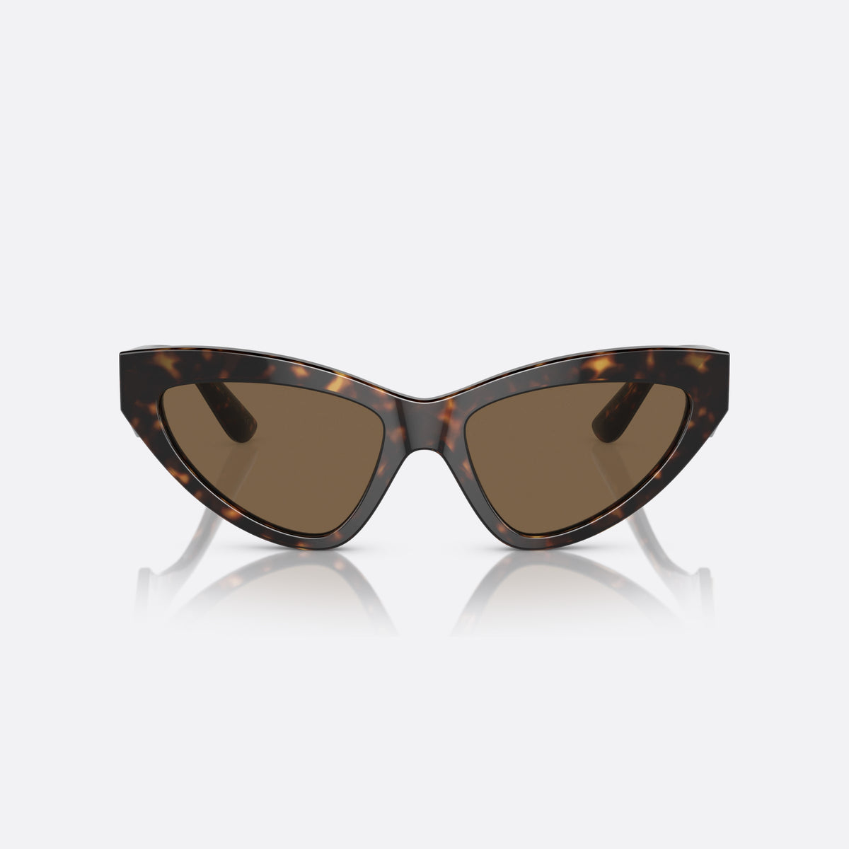 Dolce & Gabbana DG 4439 502/73 sunglasses, havana cat eye frame for women, plain bridge, integrated into front, wide tapered temples, front view