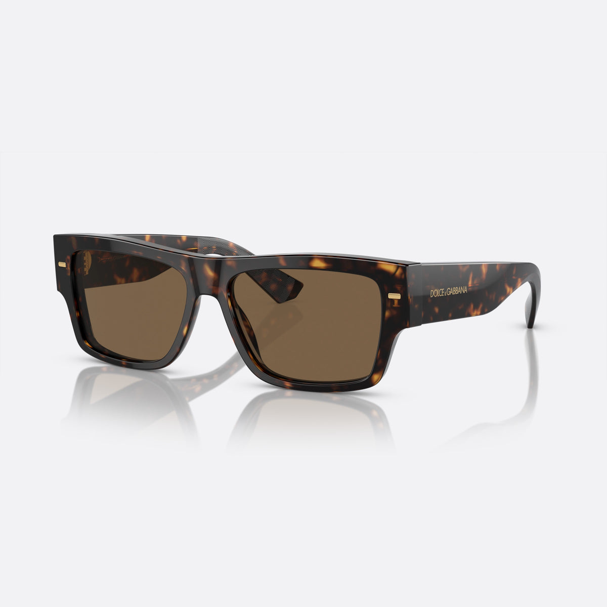 Ochelari de soare Dolce & Gabbana DG 4451 502/73, patrati havana, pentru bărbați, punte simplă, integrată în față, brațe late și plate